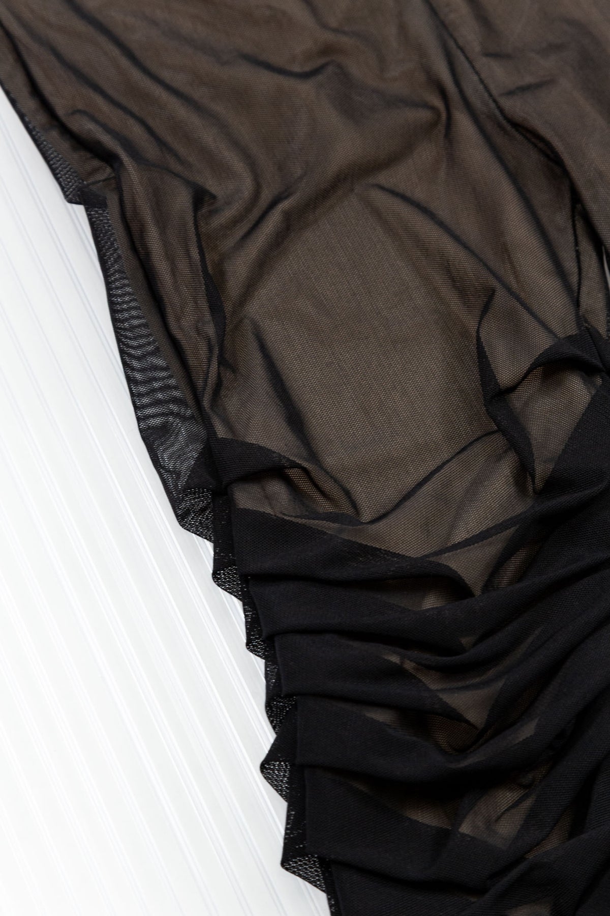 BLACK SHEER RUFFLED LEGGINGS
