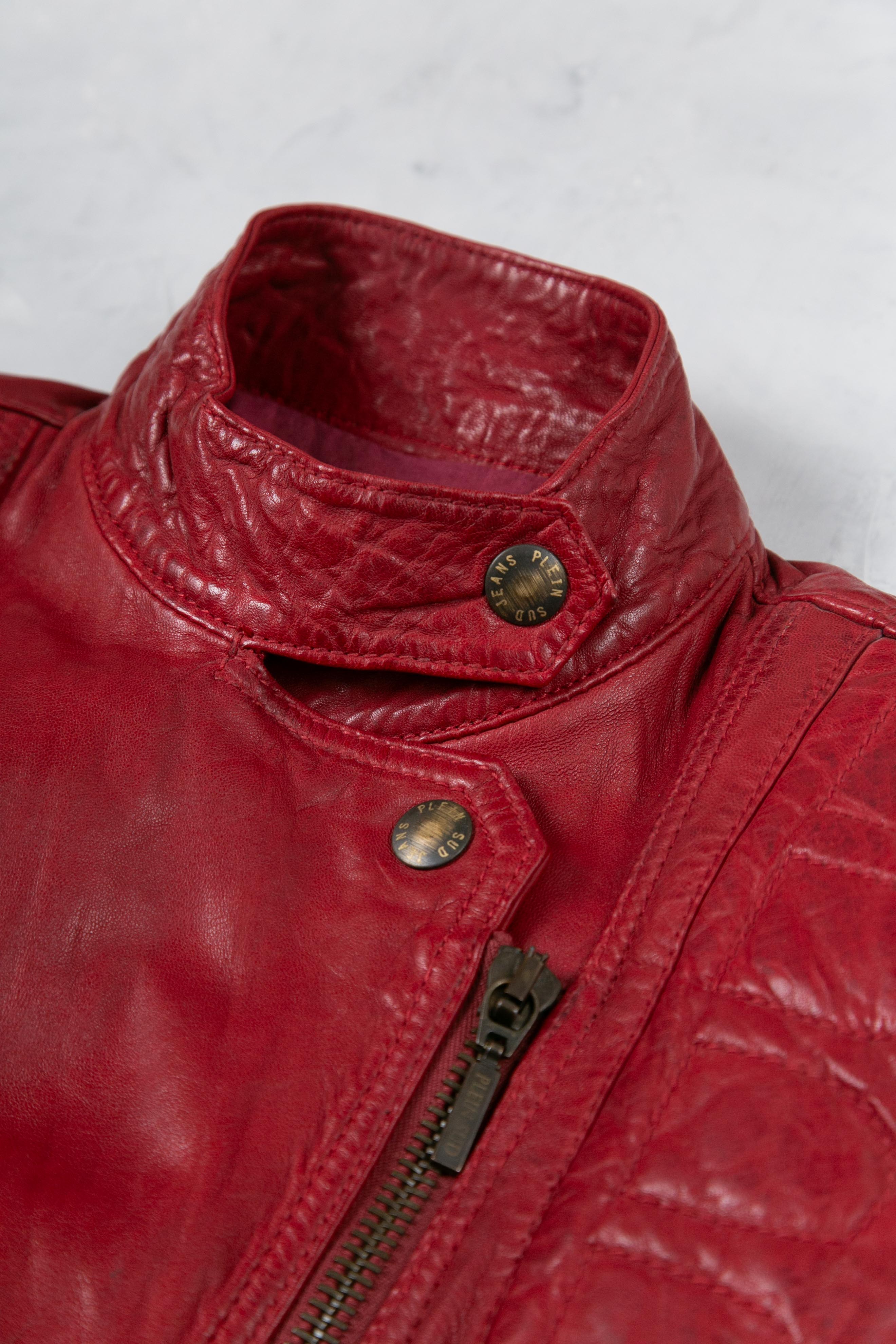 RED ZIPPERS LEATHER JACKET