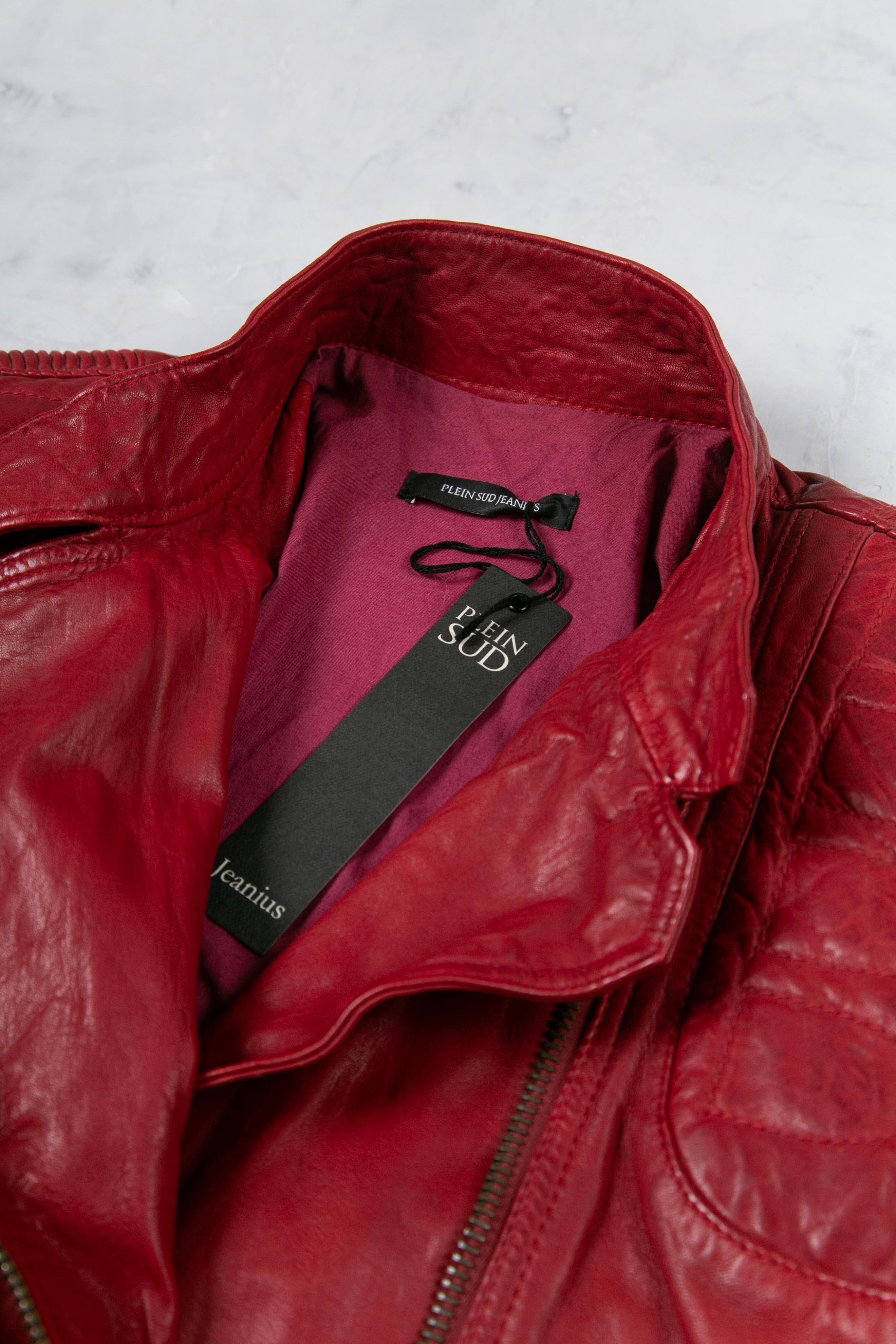 RED ZIPPERS LEATHER JACKET