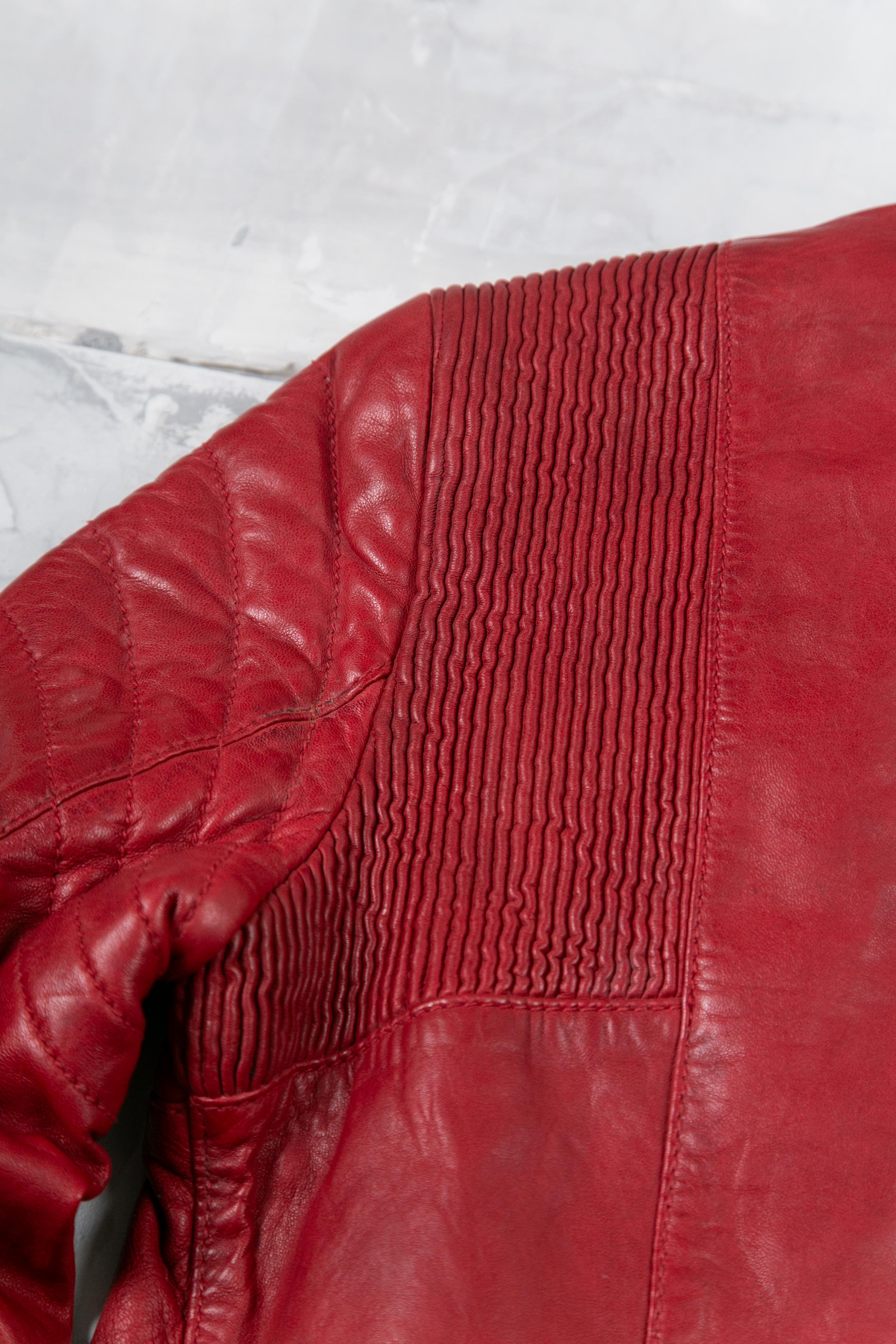 RED ZIPPERS LEATHER JACKET