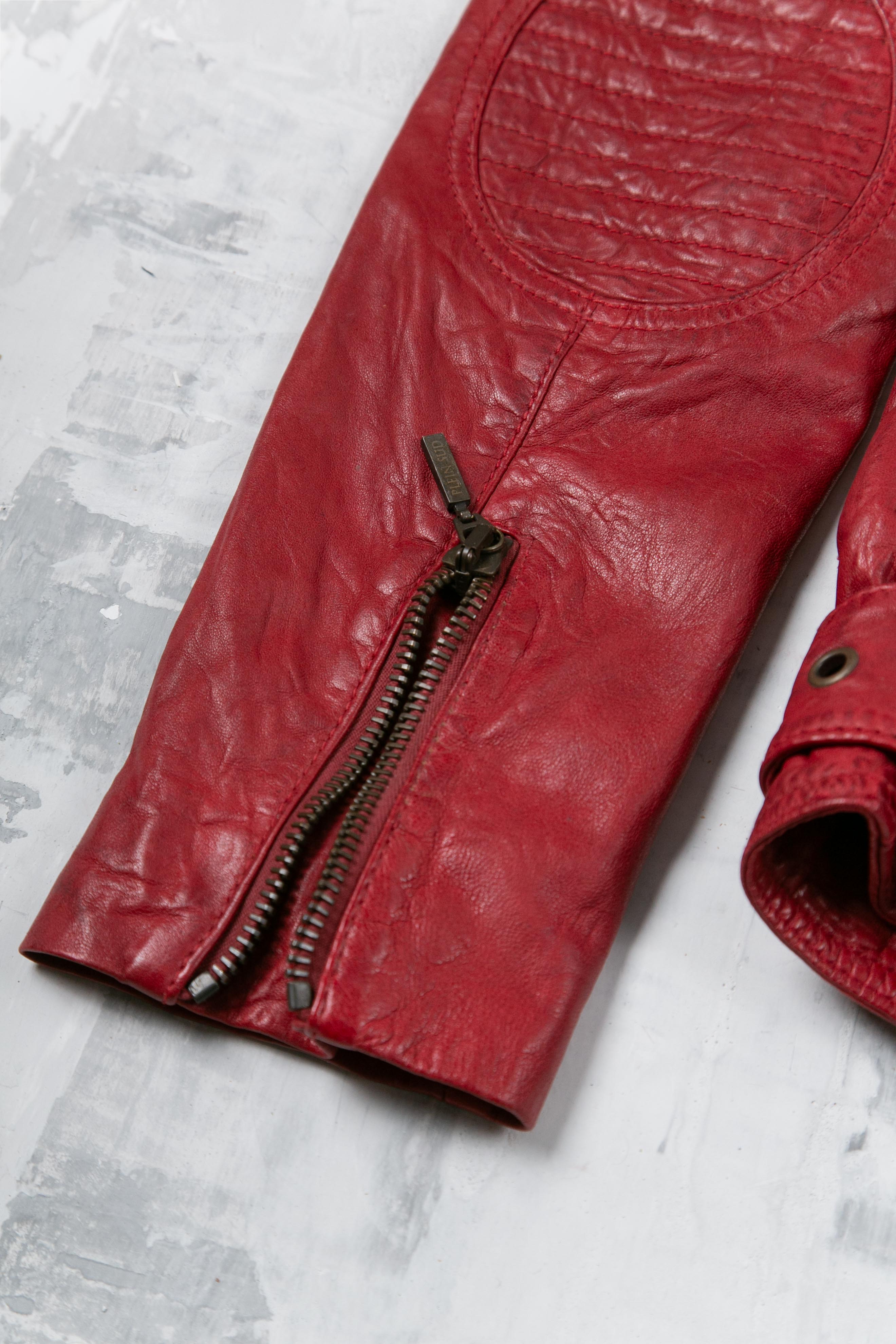 RED ZIPPERS LEATHER JACKET
