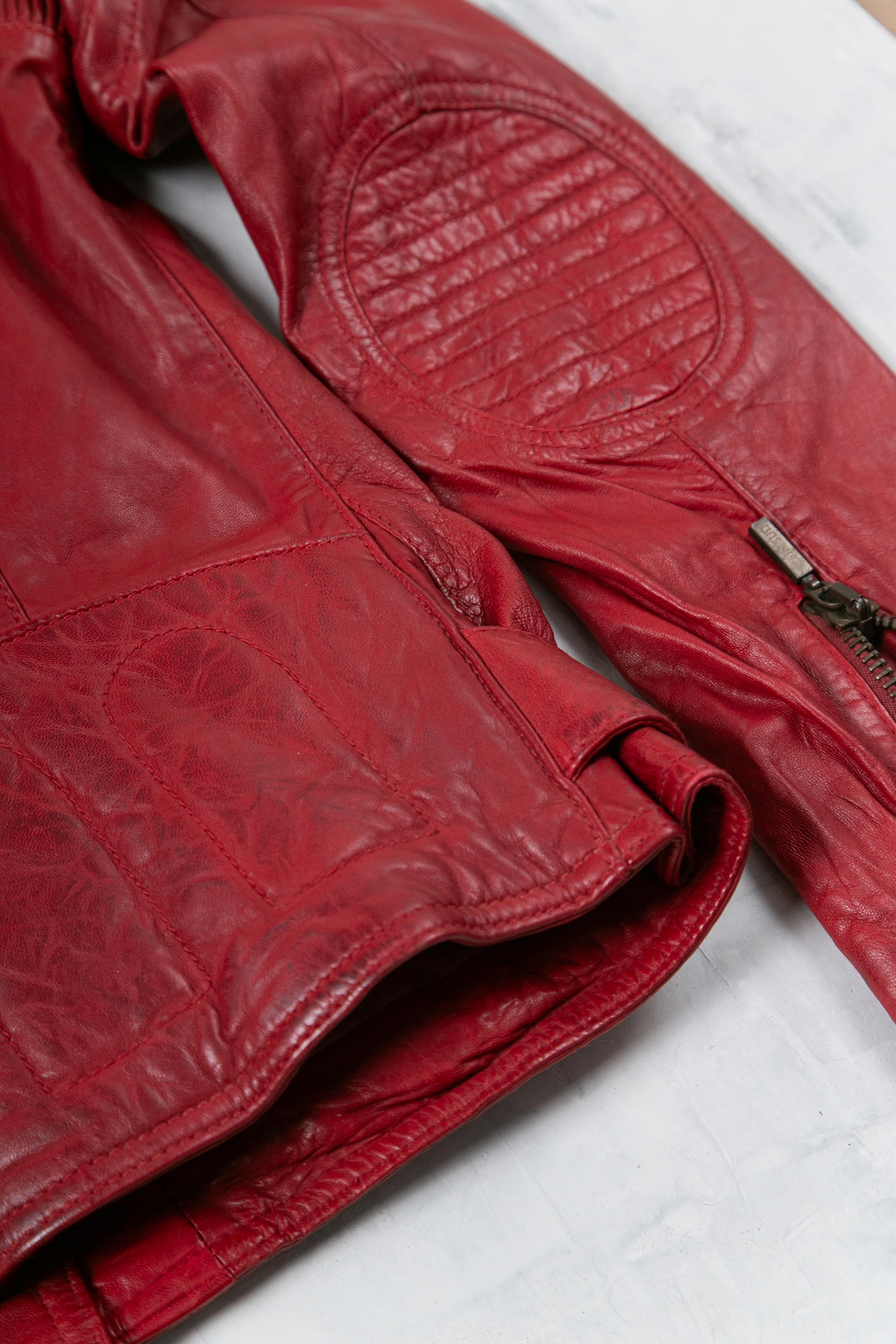 RED ZIPPERS LEATHER JACKET