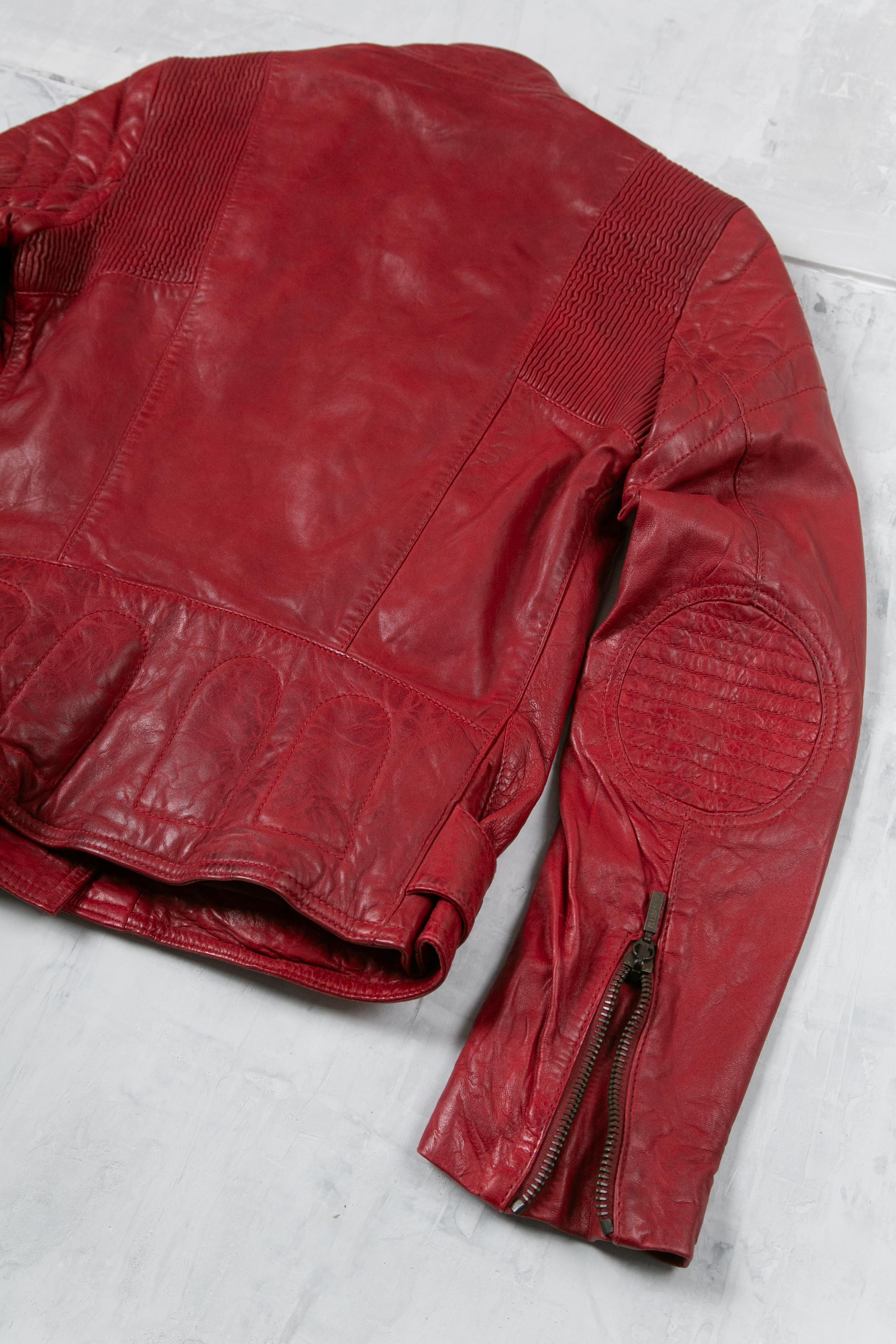 RED ZIPPERS LEATHER JACKET