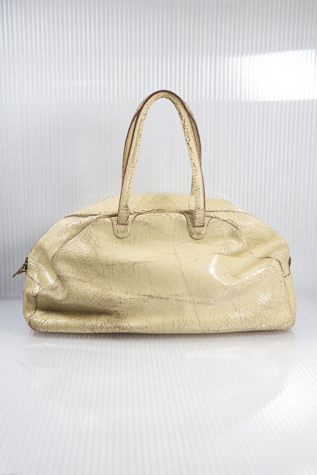 CREAM CRACKED LEATHER BAG