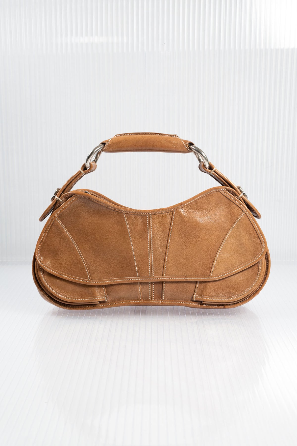 C'N'C TAN LEATHER RING HANDLE SHOULDER BAG