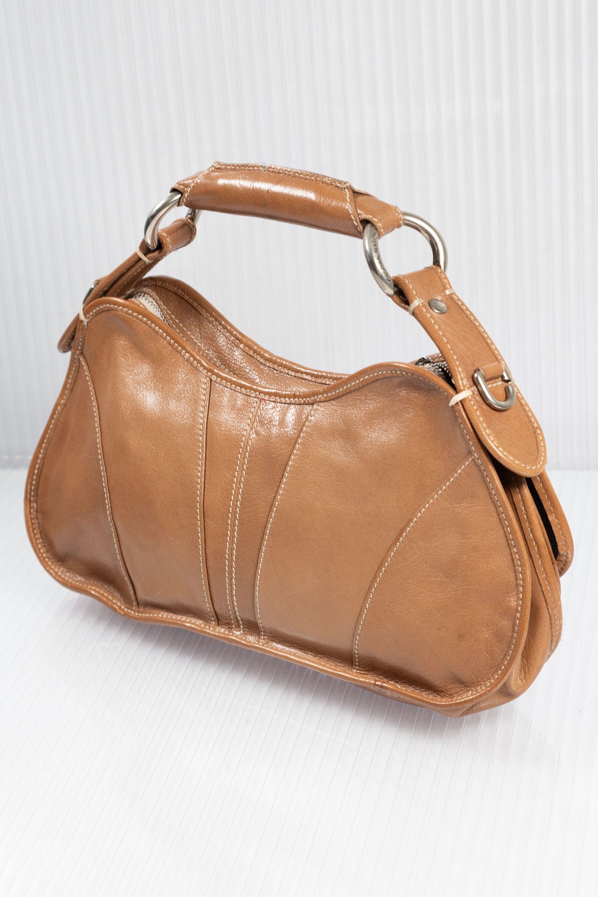 C'N'C TAN LEATHER RING HANDLE SHOULDER BAG