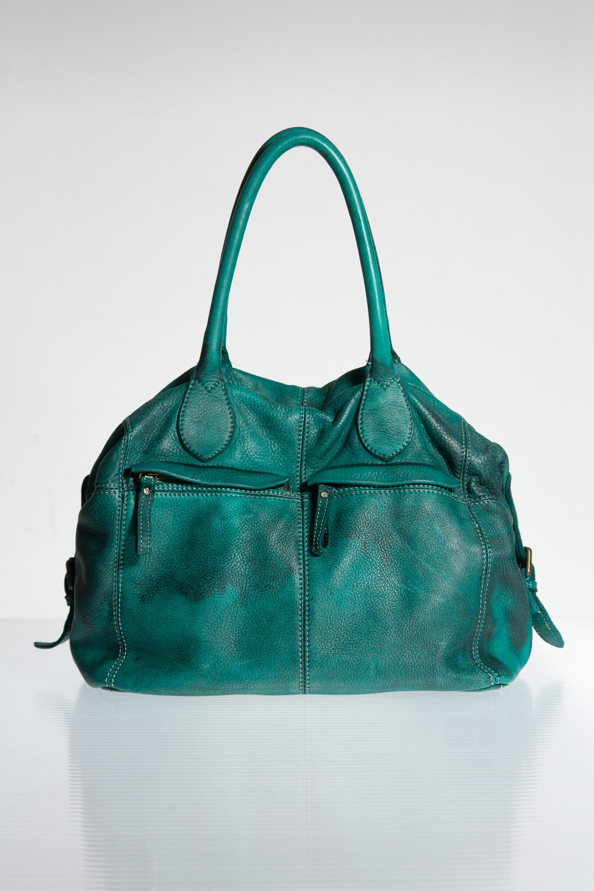 GIORGIO BRATO GREEN LEATHER TOTE BAG
