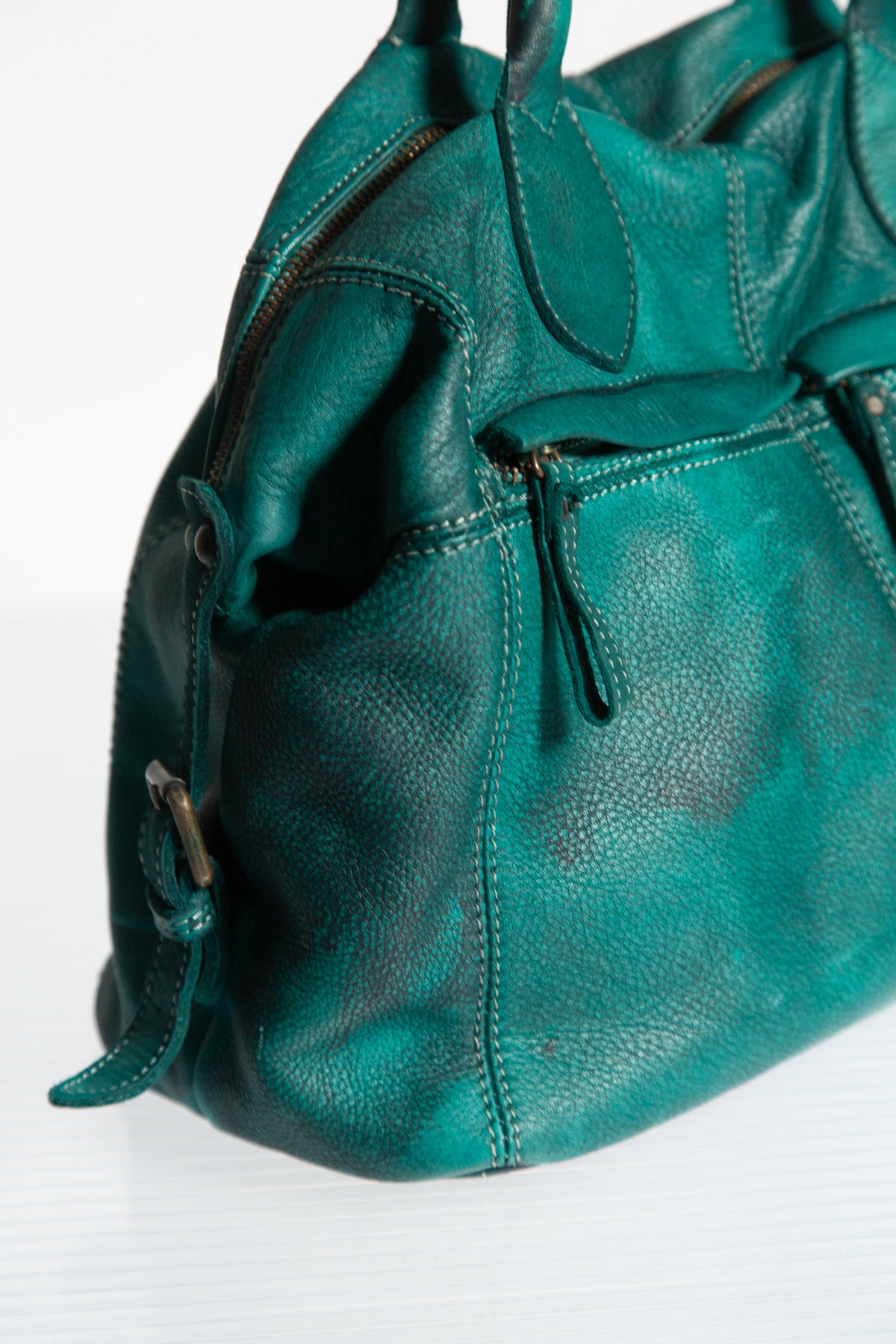 GIORGIO BRATO GREEN LEATHER TOTE BAG