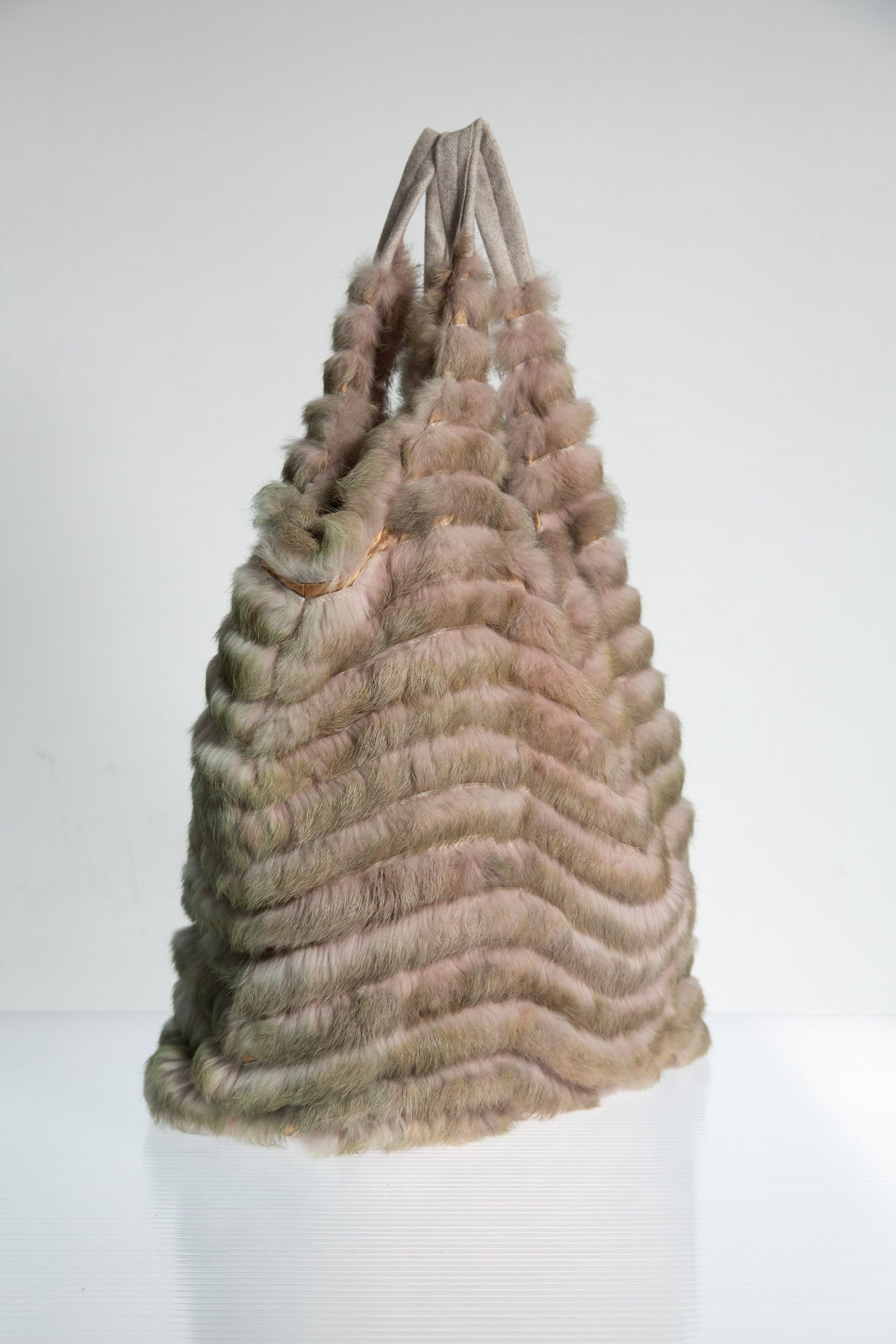 SAGE GREEN FUR PANEL SHOULDER BAG