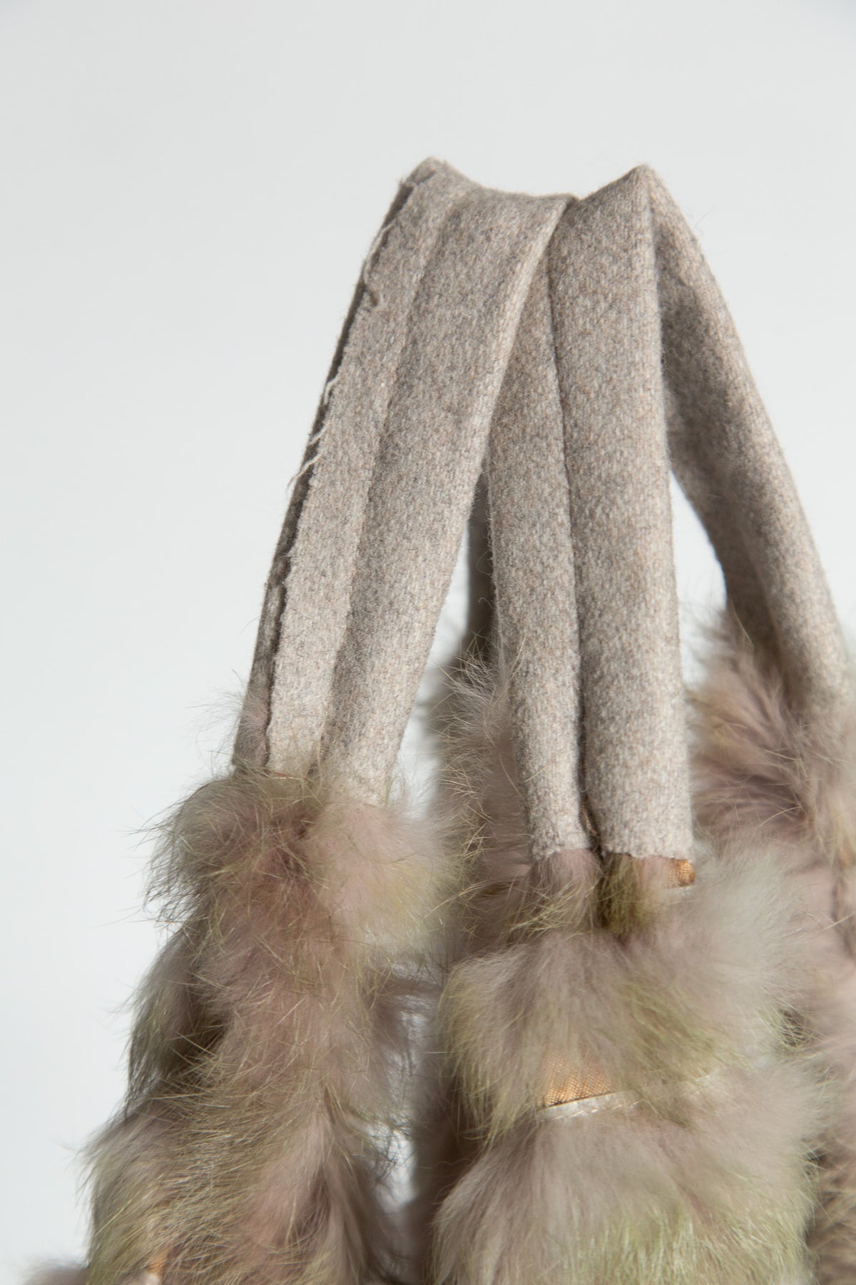 SAGE GREEN FUR PANEL SHOULDER BAG