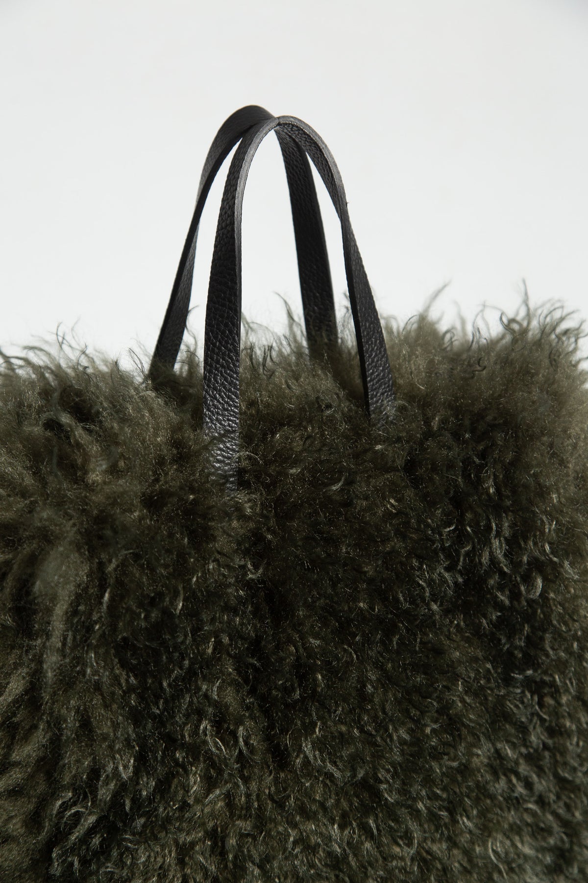 DARK GREEN FUR TOTE BAG