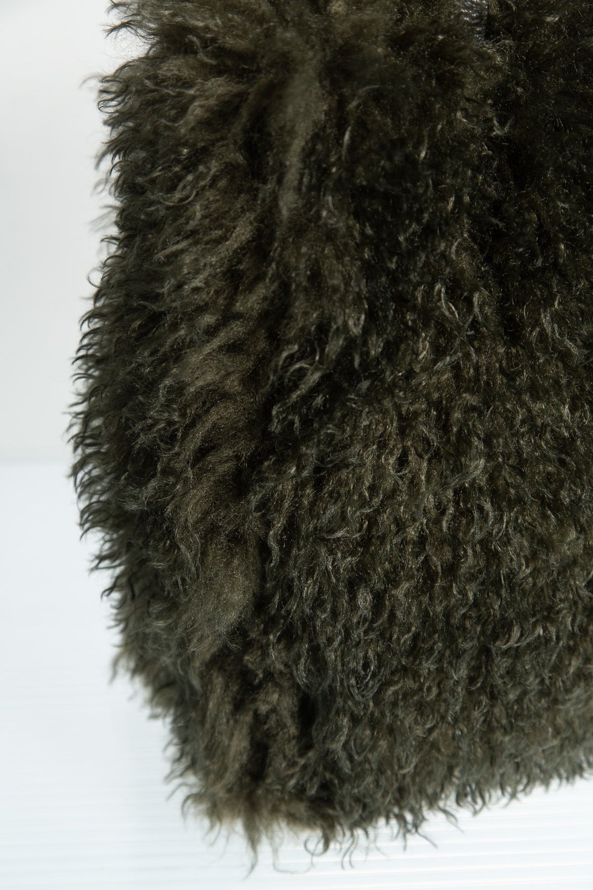 DARK GREEN FUR TOTE BAG