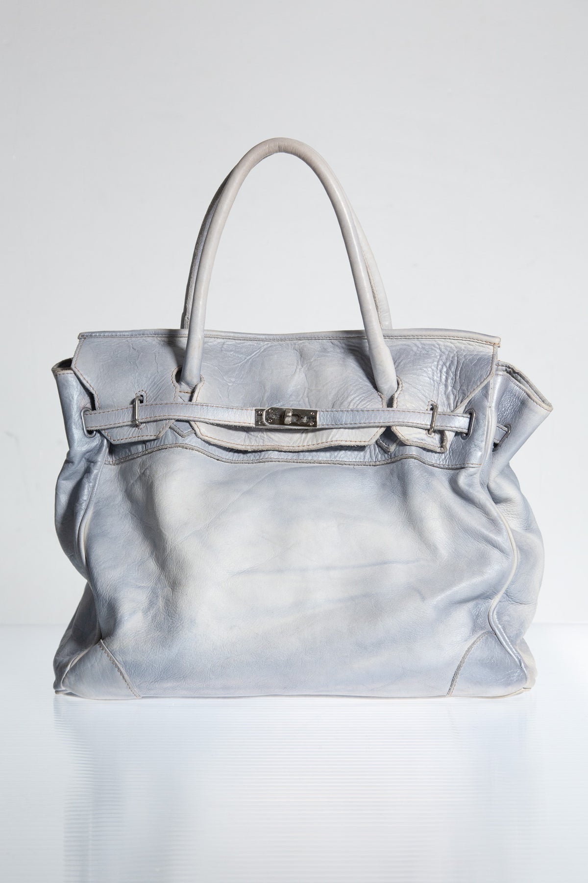 PALE BLUE FIRKIN LEATHER TRAVEL BAG