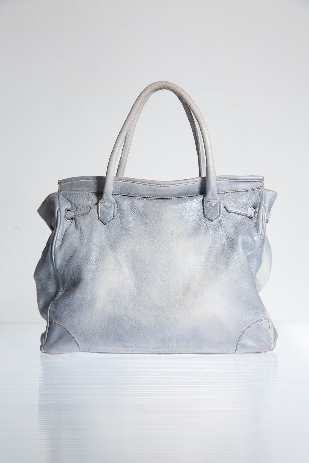 PALE BLUE FIRKIN LEATHER TRAVEL BAG