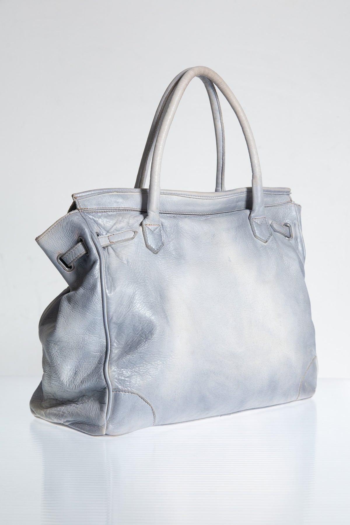 PALE BLUE FIRKIN LEATHER TRAVEL BAG
