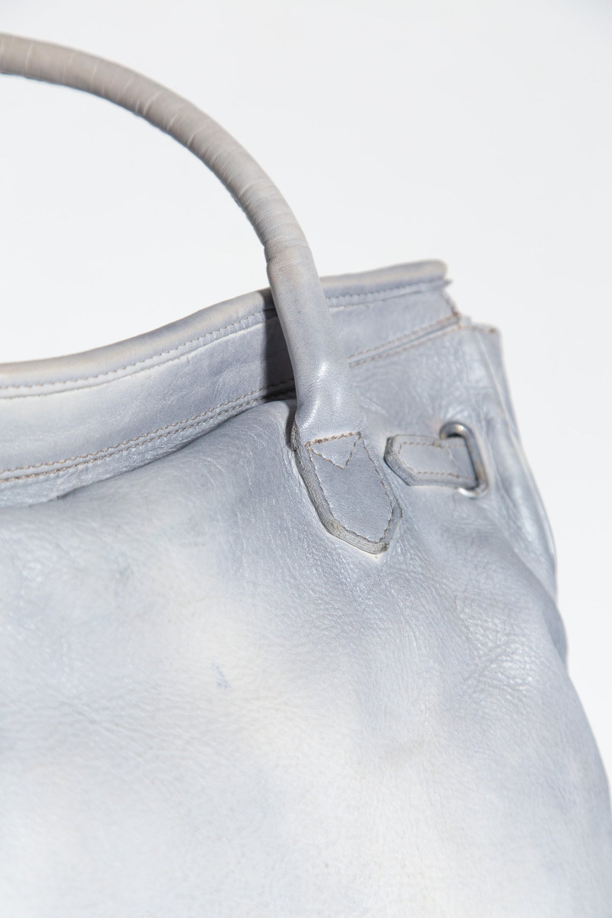 PALE BLUE FIRKIN LEATHER TRAVEL BAG