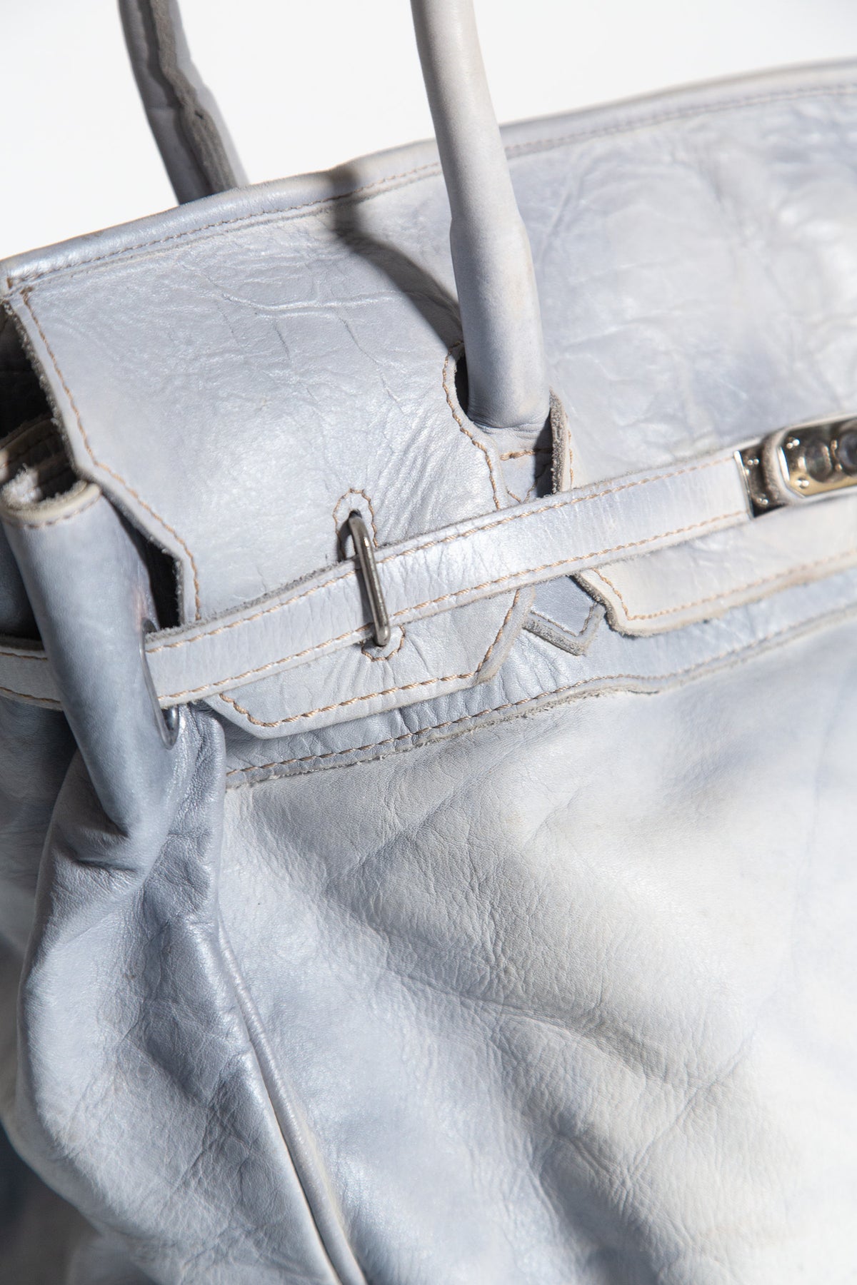 PALE BLUE FIRKIN LEATHER TRAVEL BAG