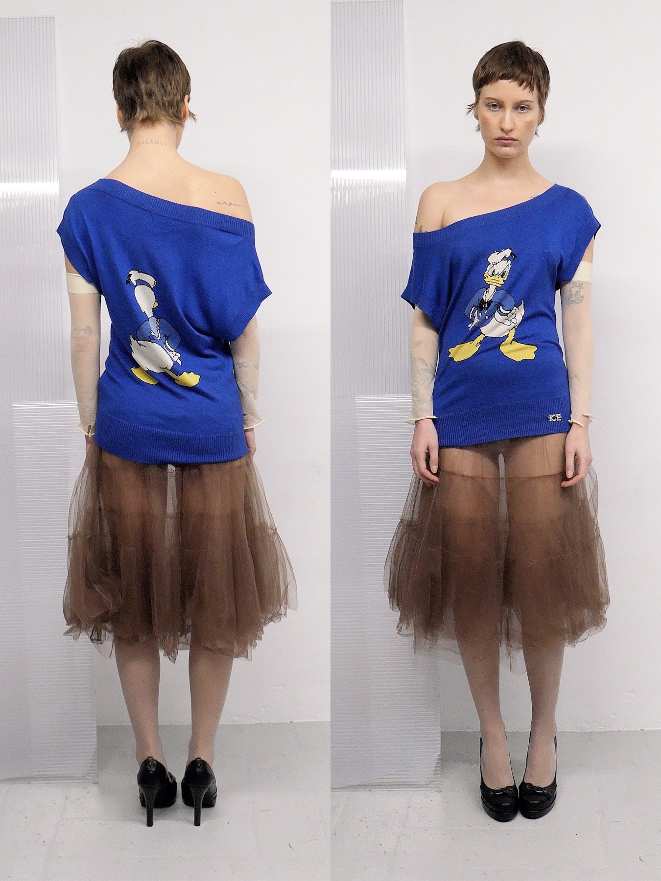 ICEBERG CARTOON BLUE KNIT TOP