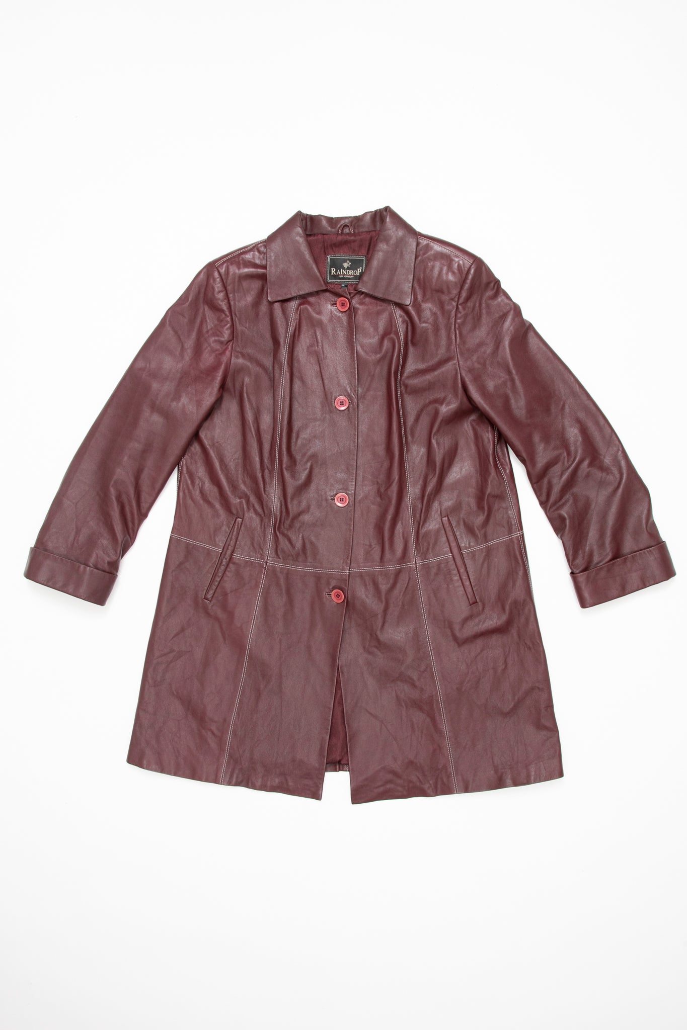 Plum Long Leather Jacket