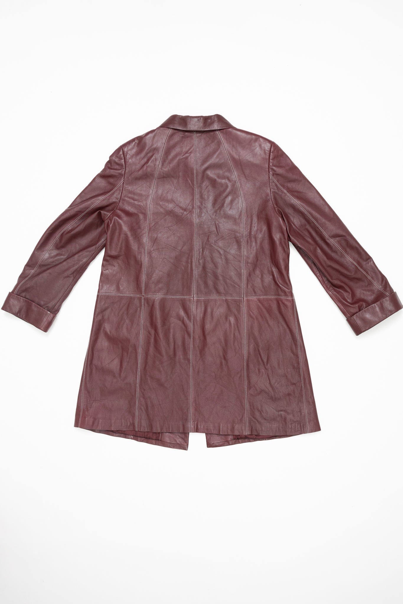 Plum Long Leather Jacket