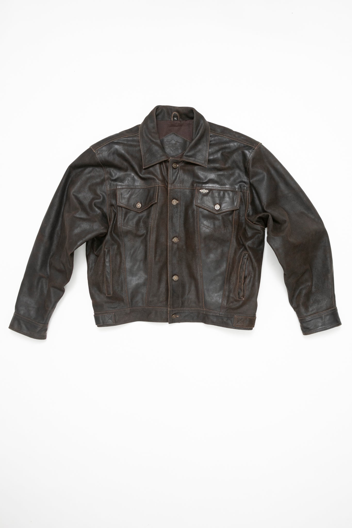 Distressed Leather Bomber Jacket