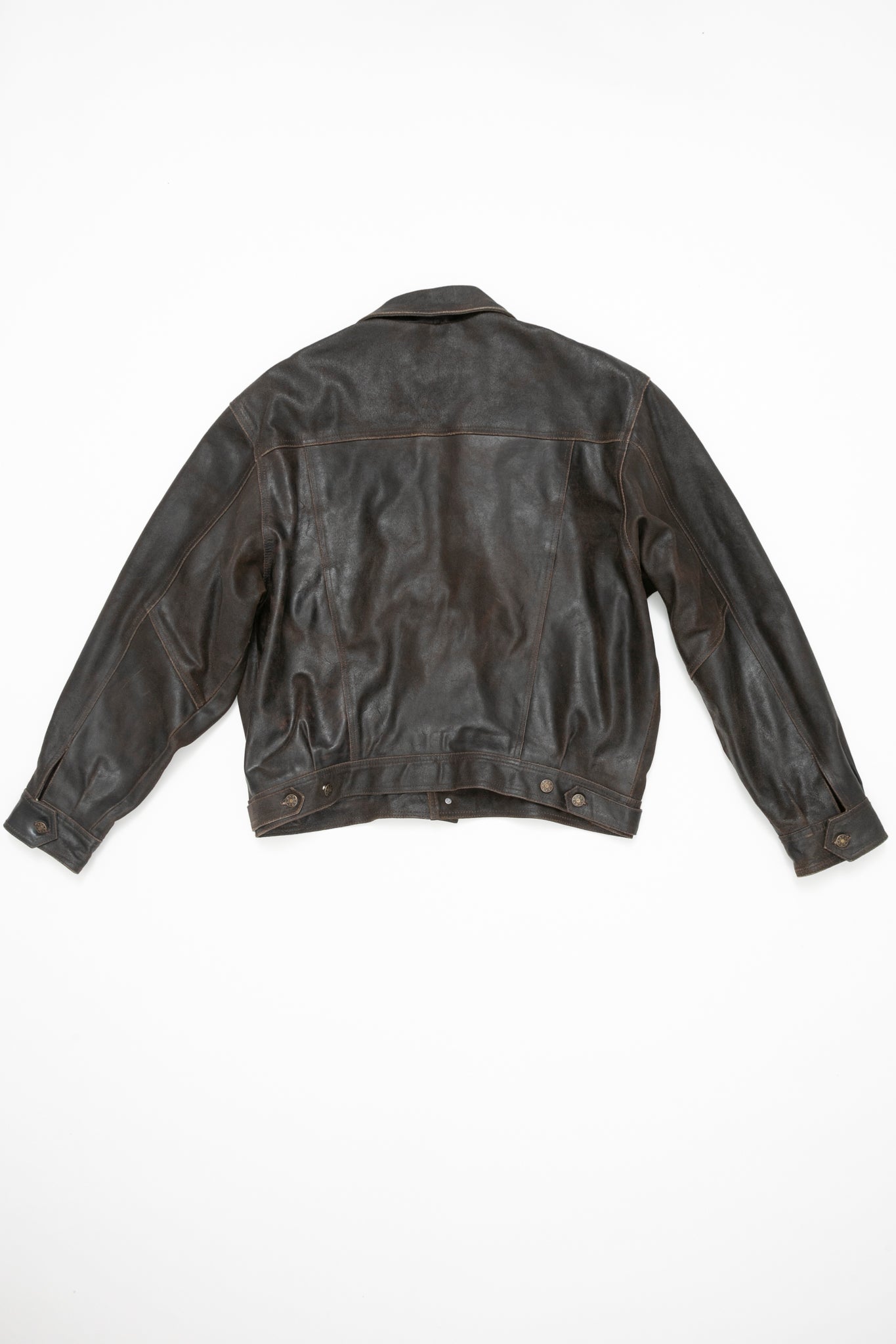 Distressed Leather Bomber Jacket