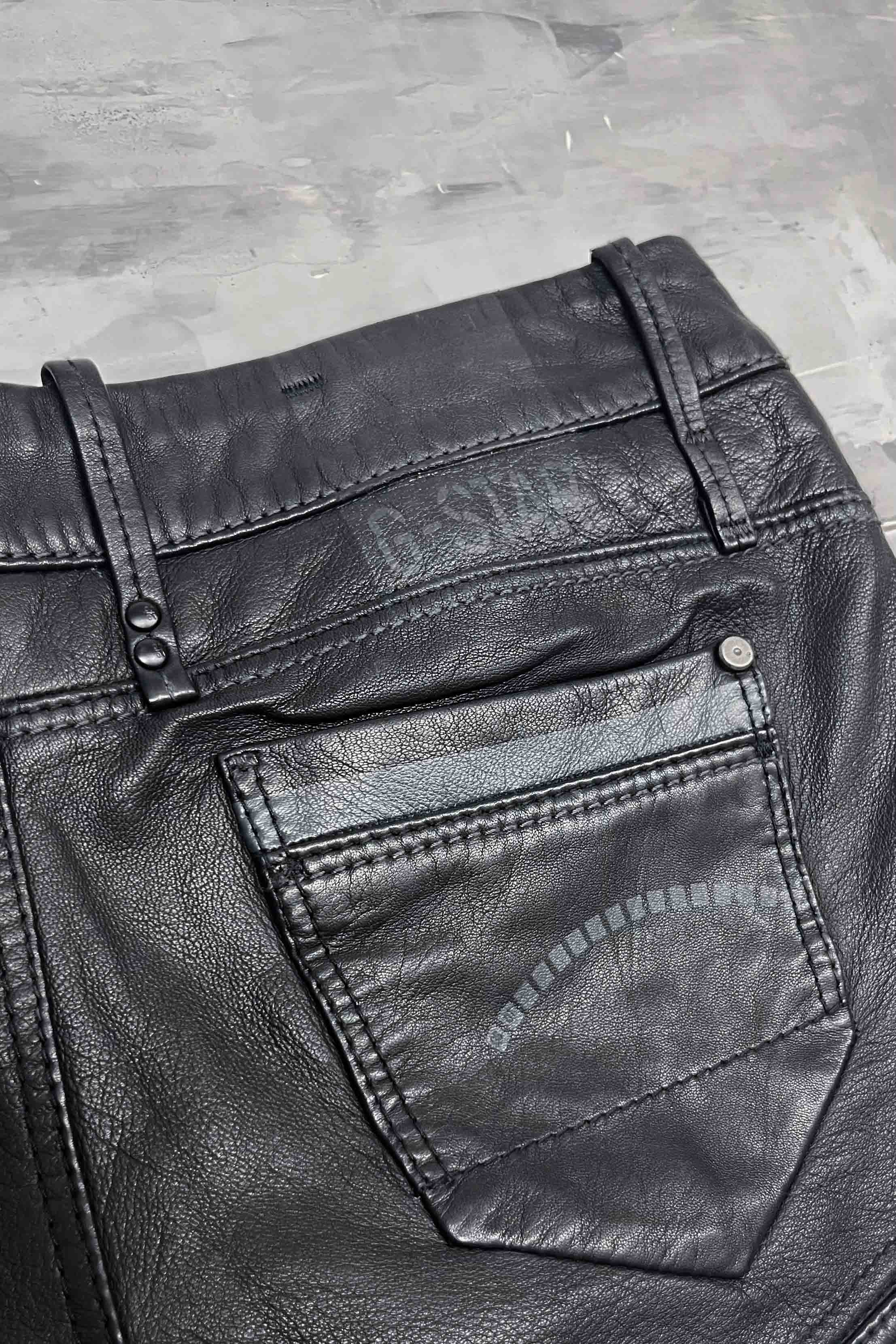 BLACK LEATHER MICRO SHORTS