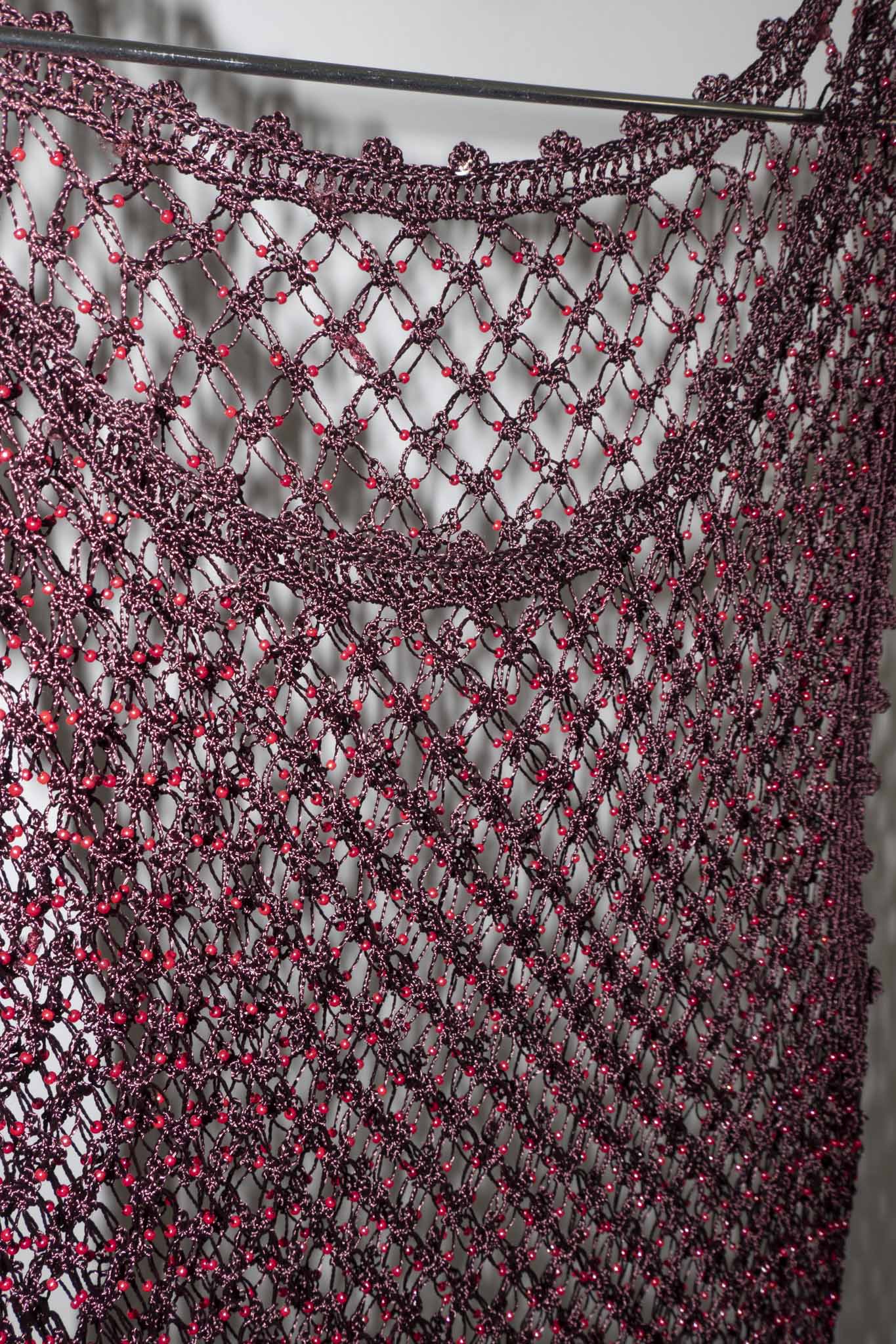 Plum Beaded Net Top