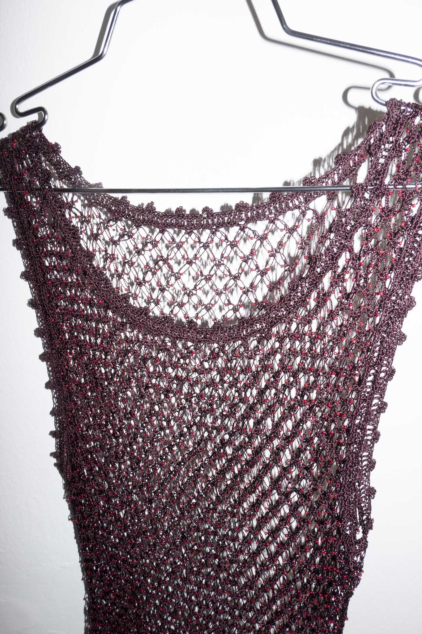 Plum Beaded Net Top