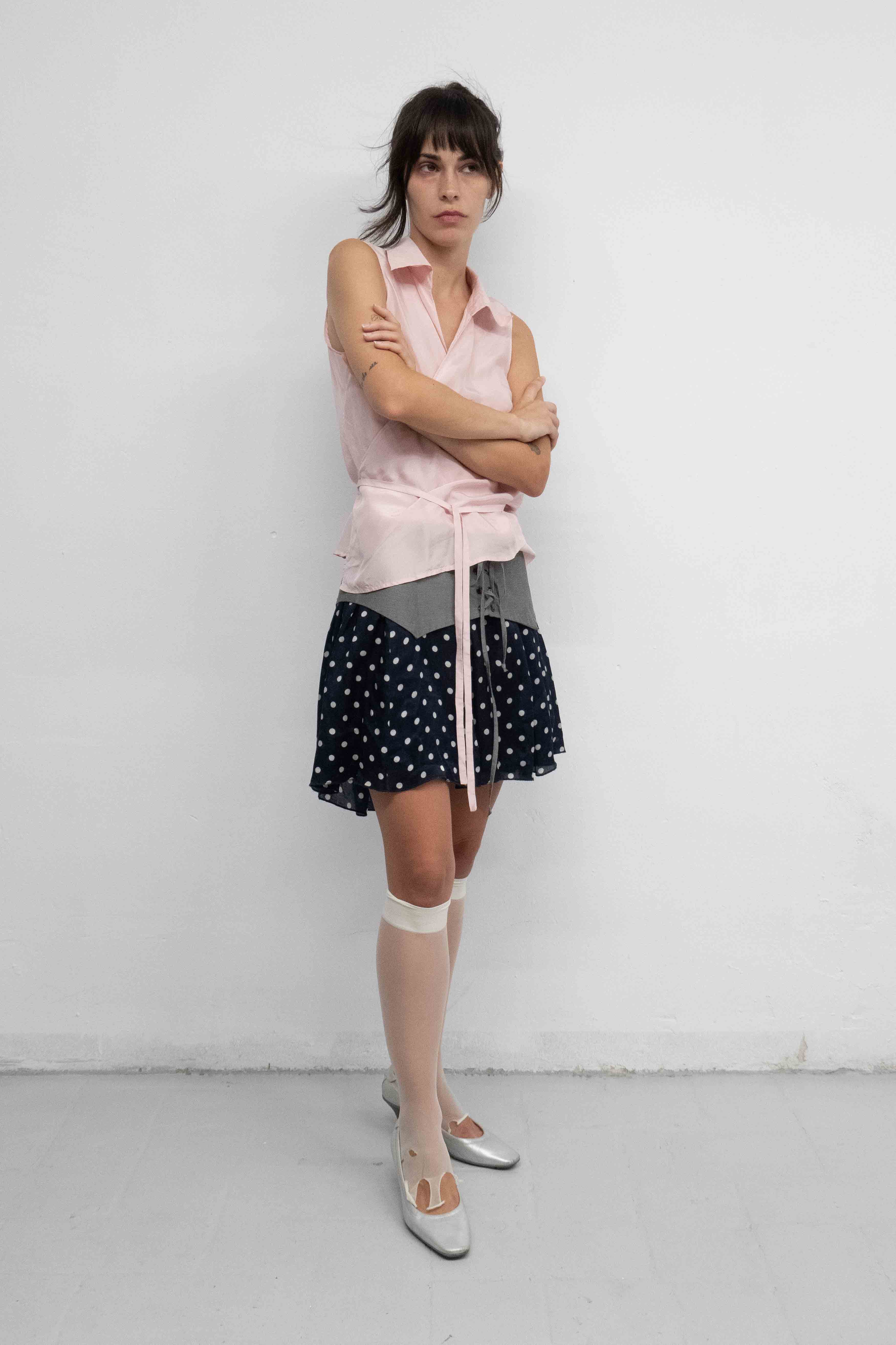 BABY PINK SHEER WRAP TOP