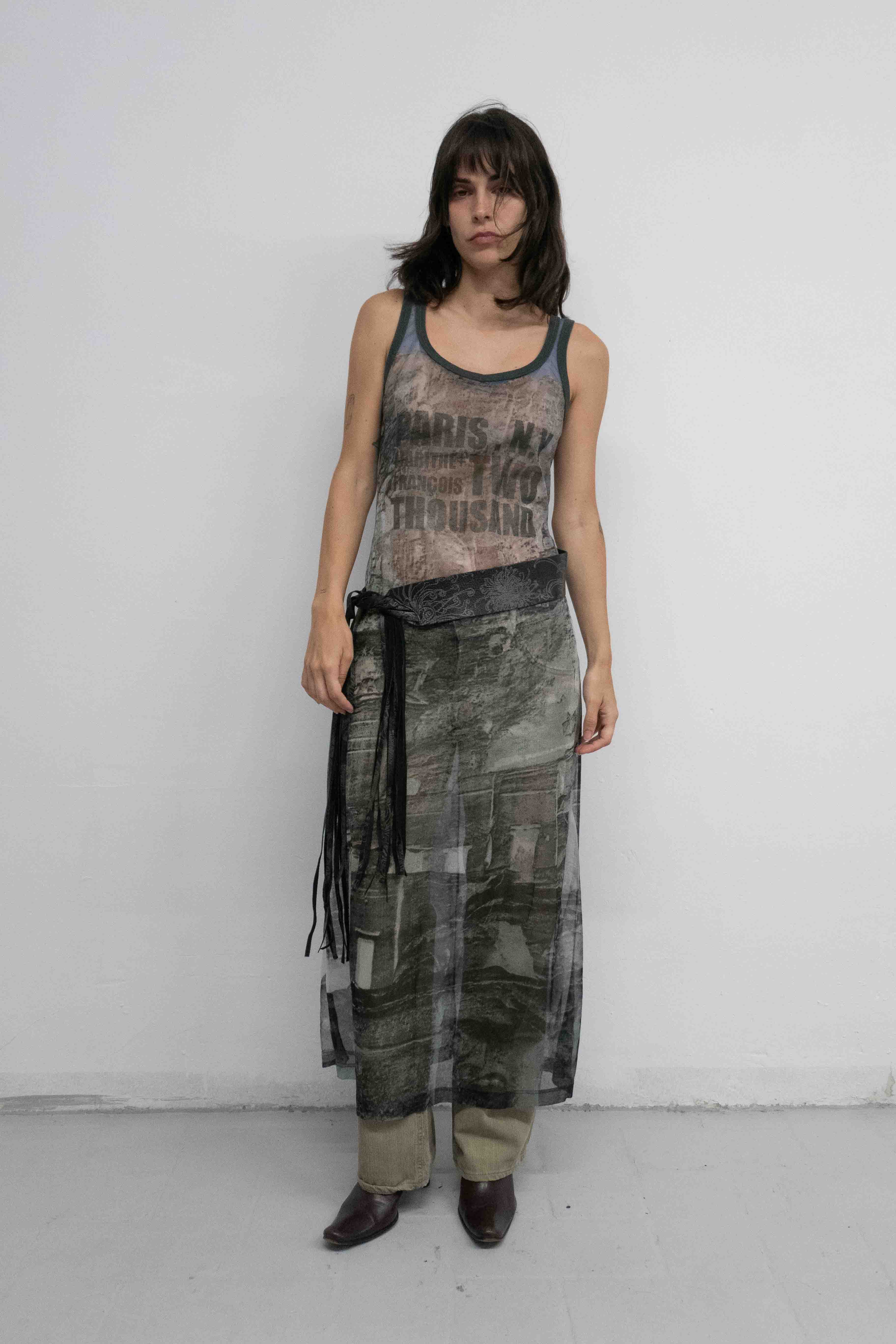 CITY PRINT MESH DRESS