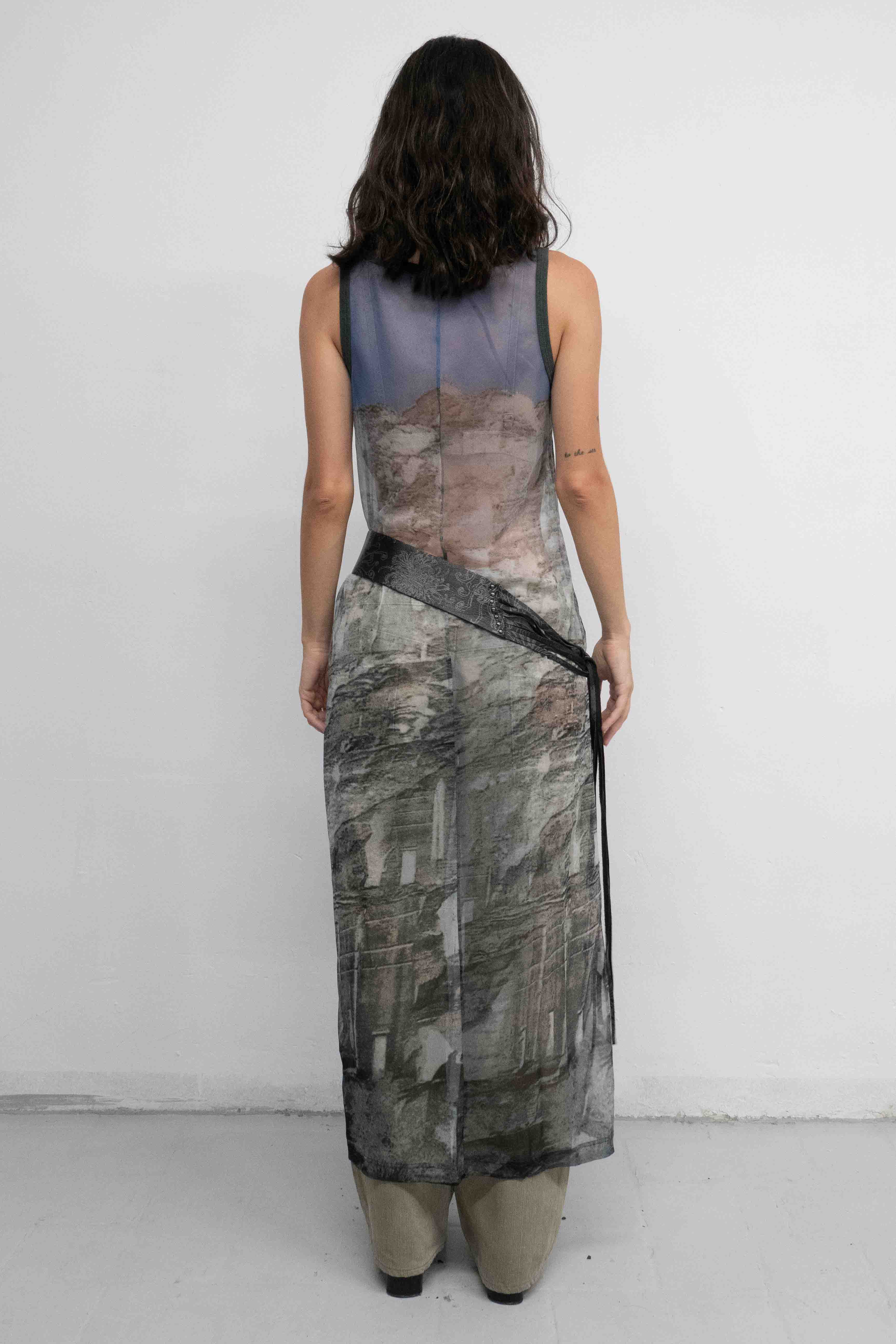 CITY PRINT MESH DRESS