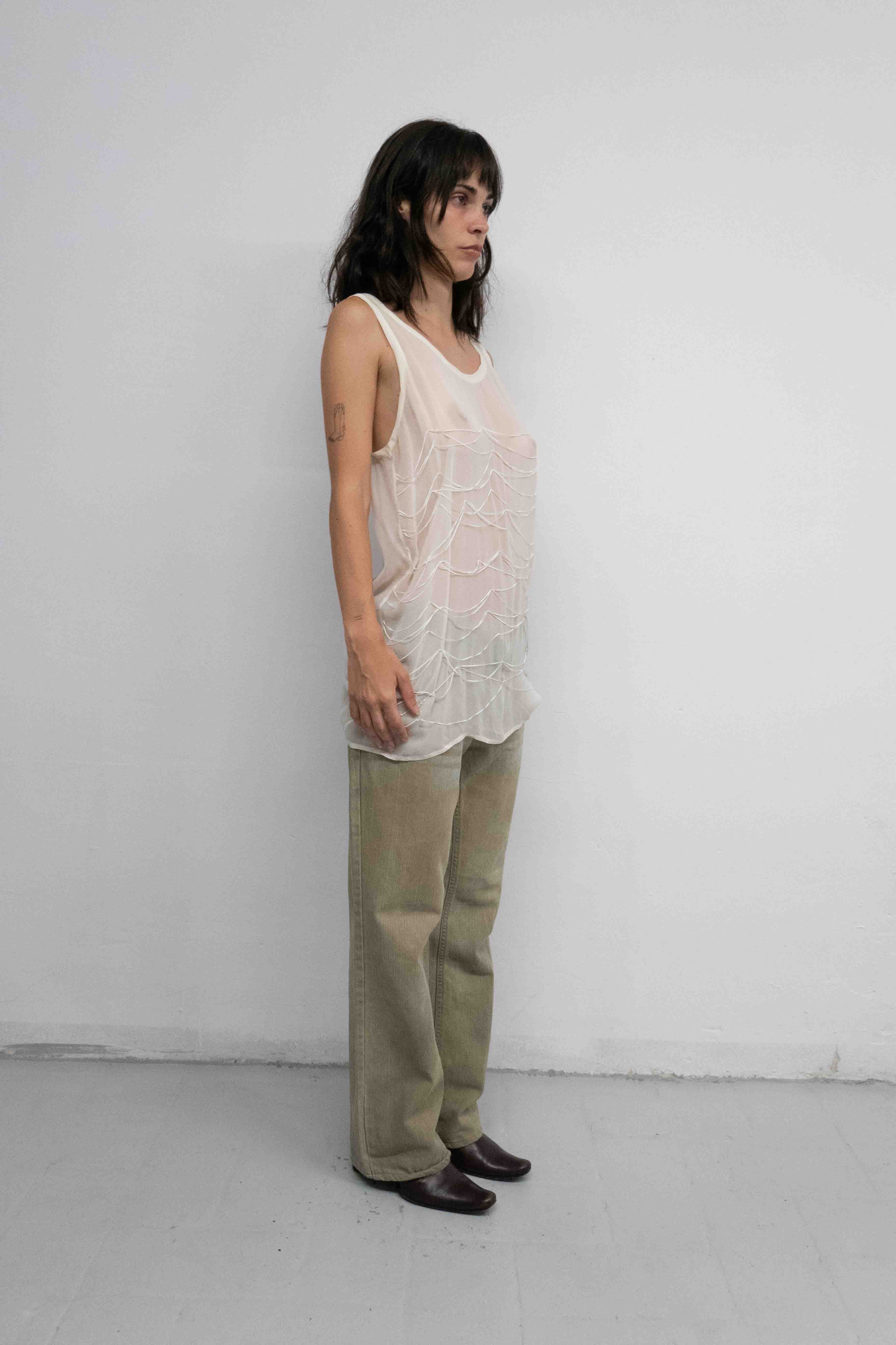 SHEER NET SILK TOP