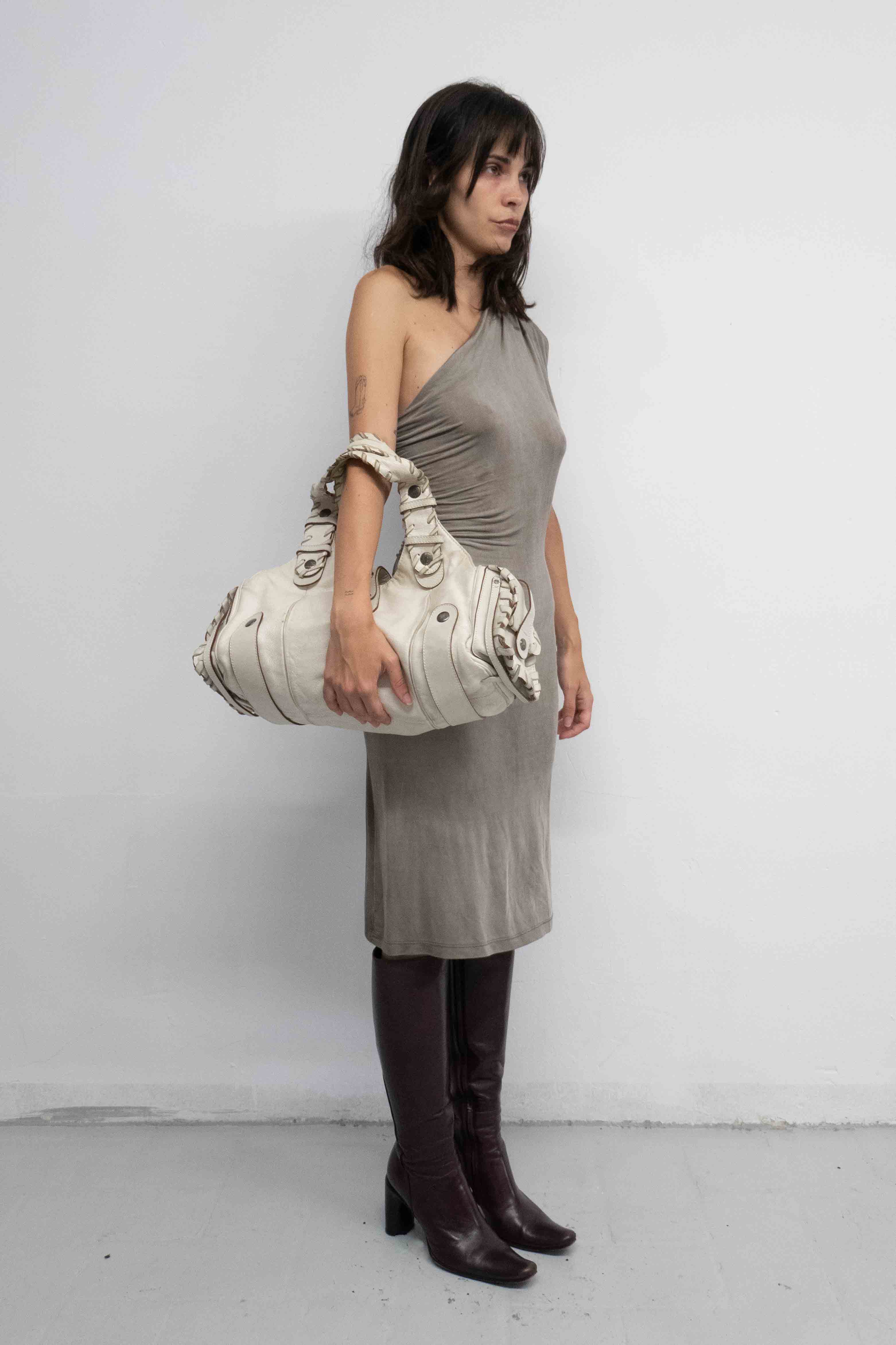 RUCHED ASYMMETRIC DRESS