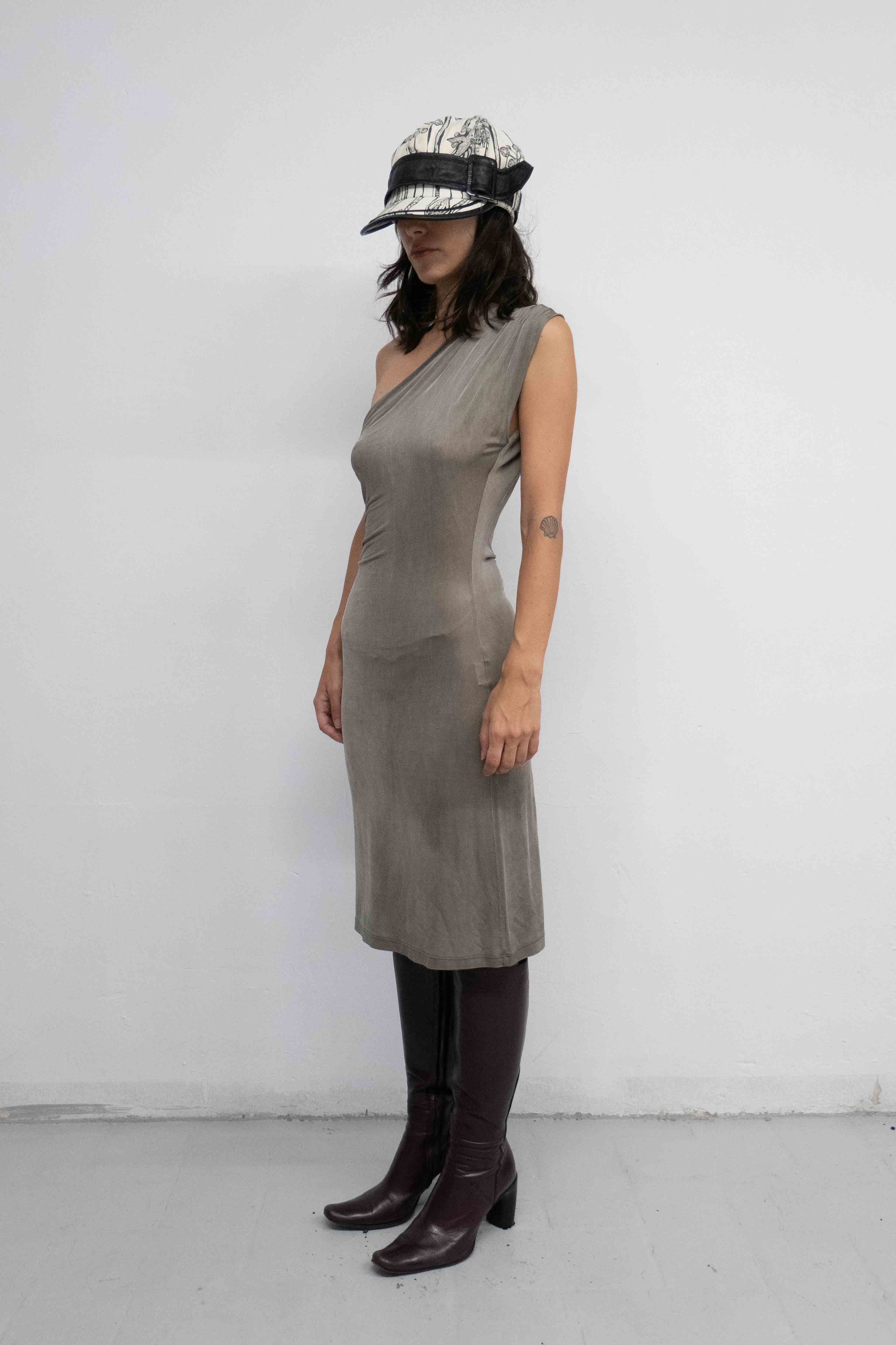 RUCHED ASYMMETRIC DRESS