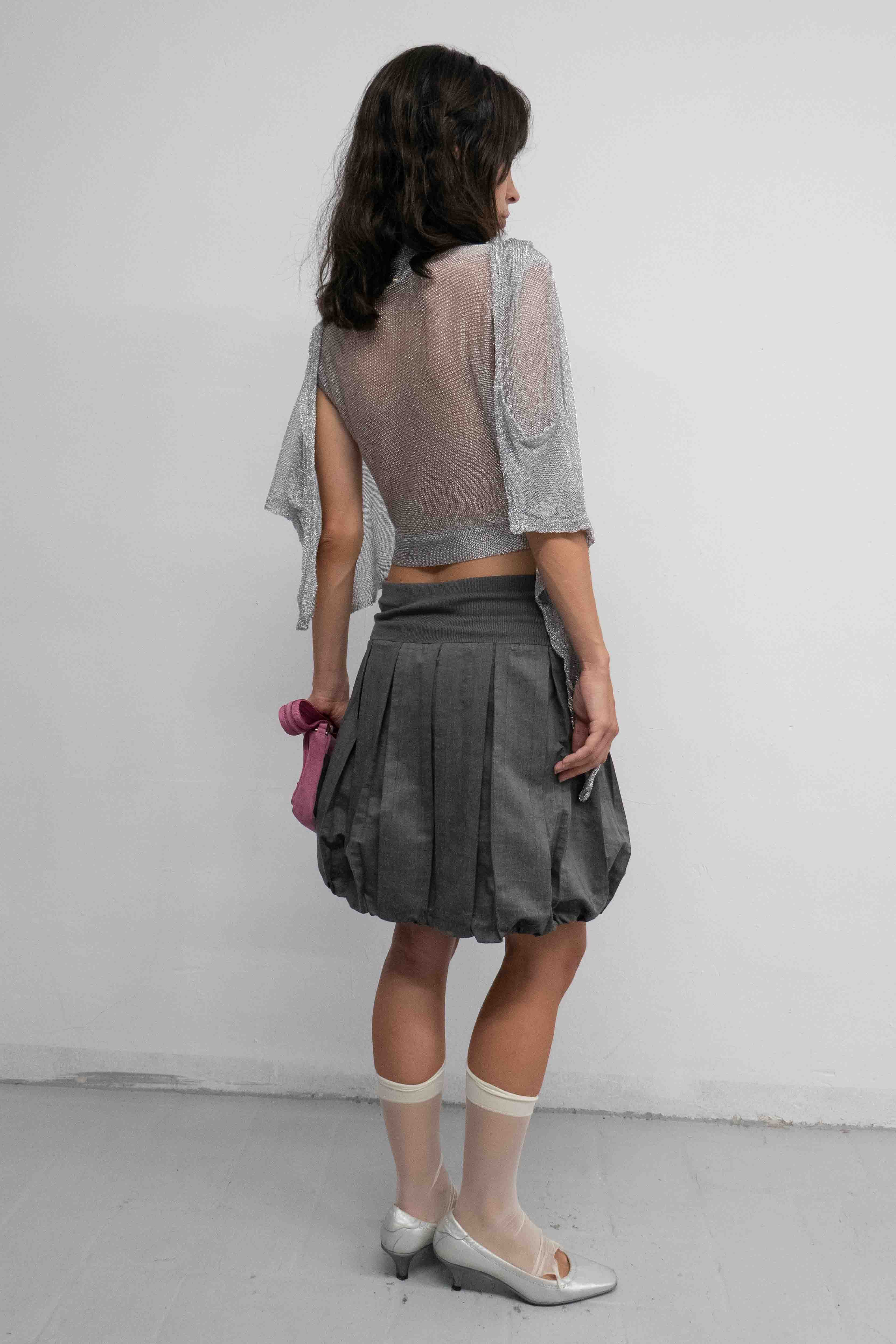 SILVER NET WRAP TOP