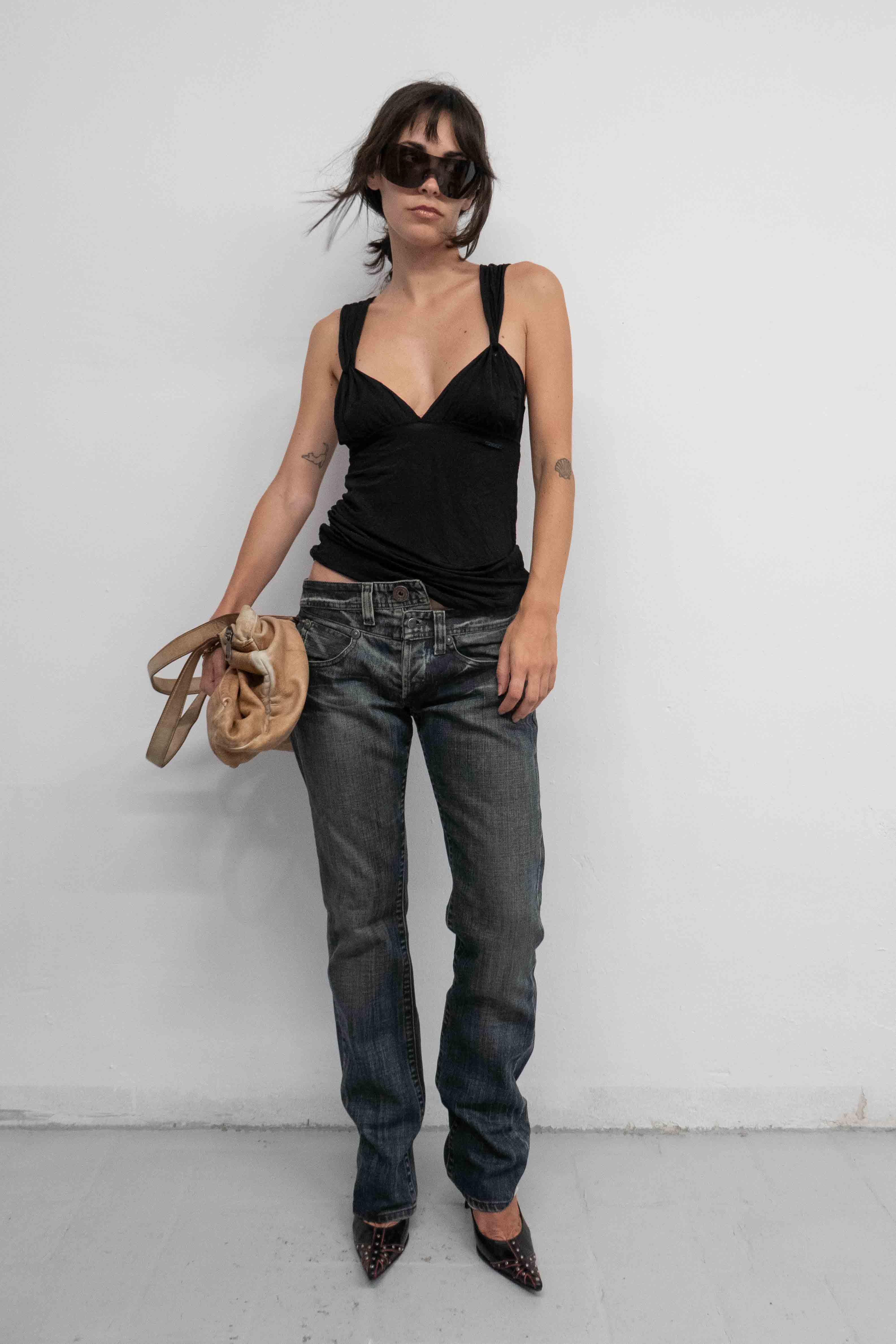DARK DOUBLE DENIM JEANS