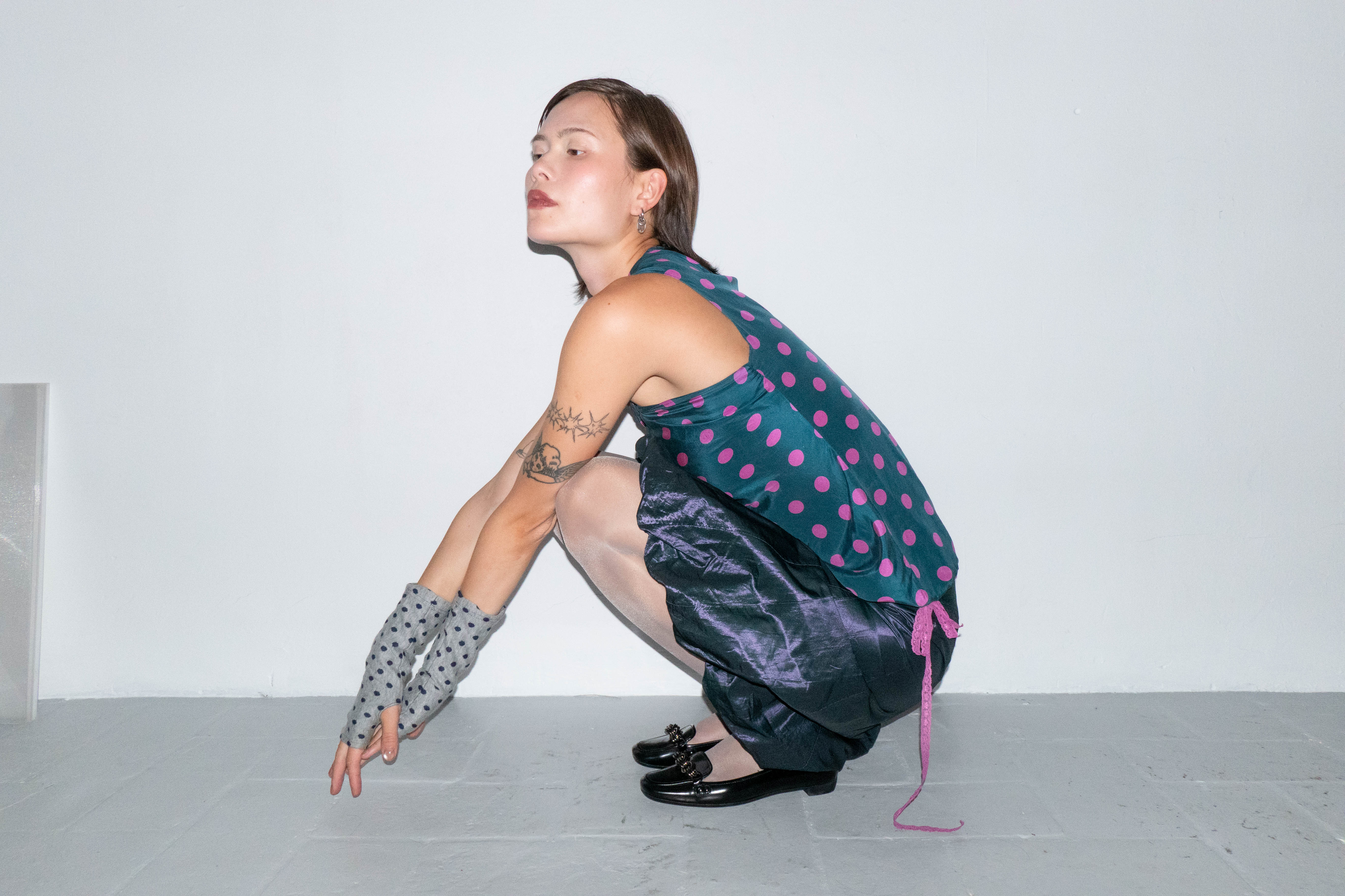 TWO TONE POLKA DOTS TOP