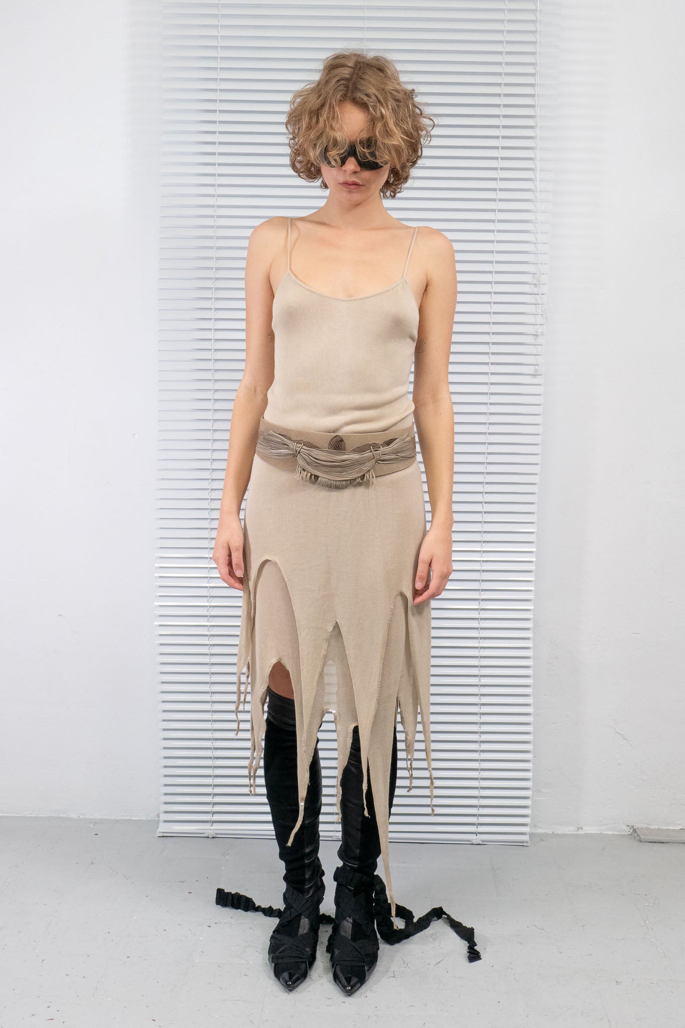 DECONSTUCTED RUFFLES KNIT DRESS