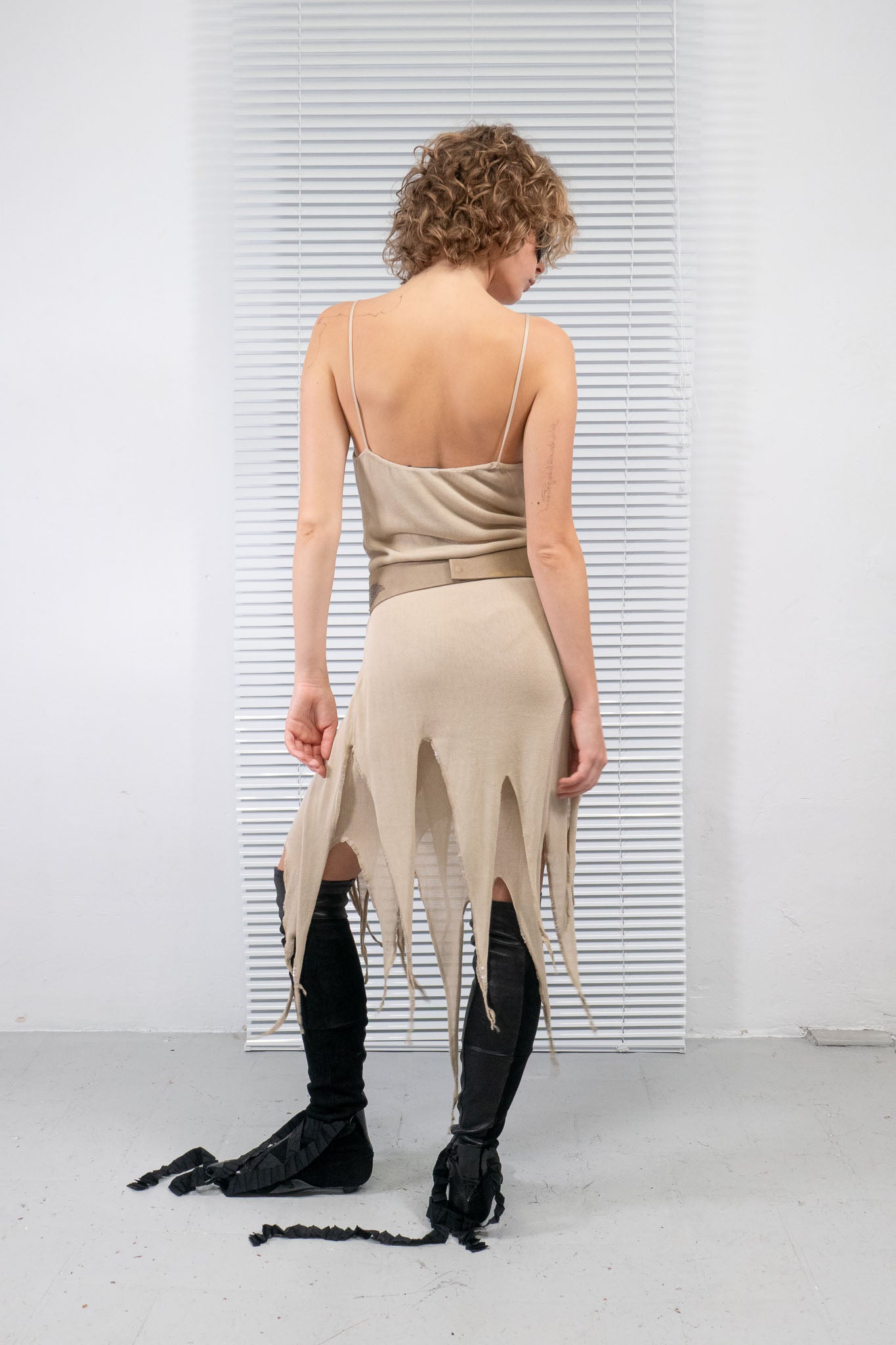 DECONSTUCTED RUFFLES KNIT DRESS