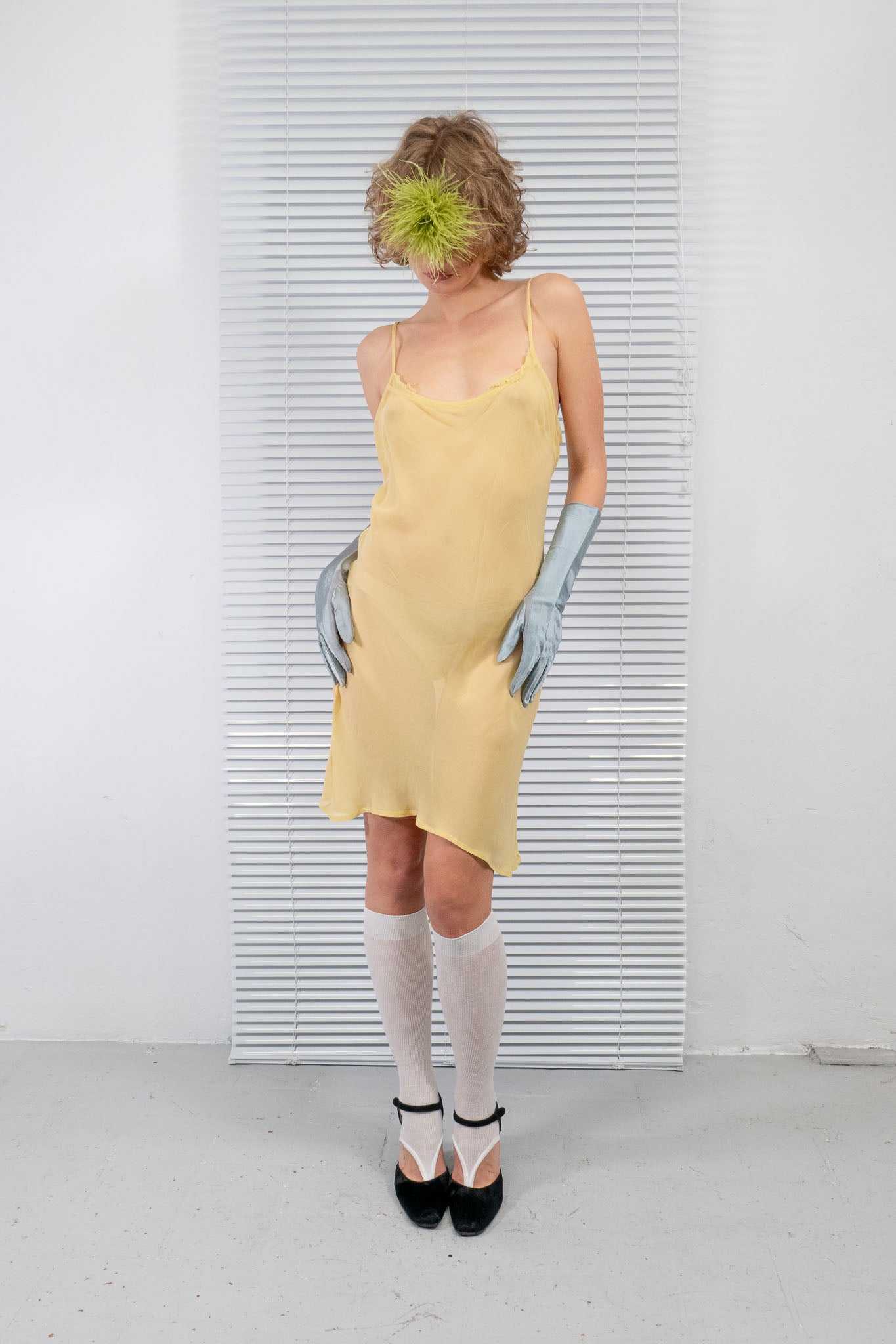 SLIP VISCOSE SEE-THROUGH DRESS