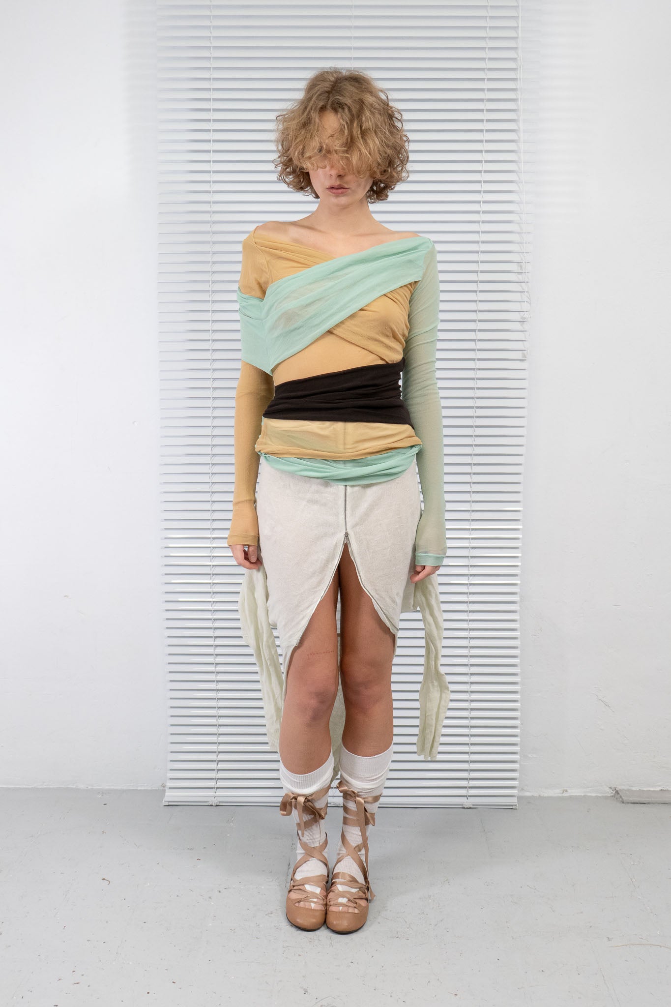 PLEIN SUD SS2003 LAYERED MESH TOP
