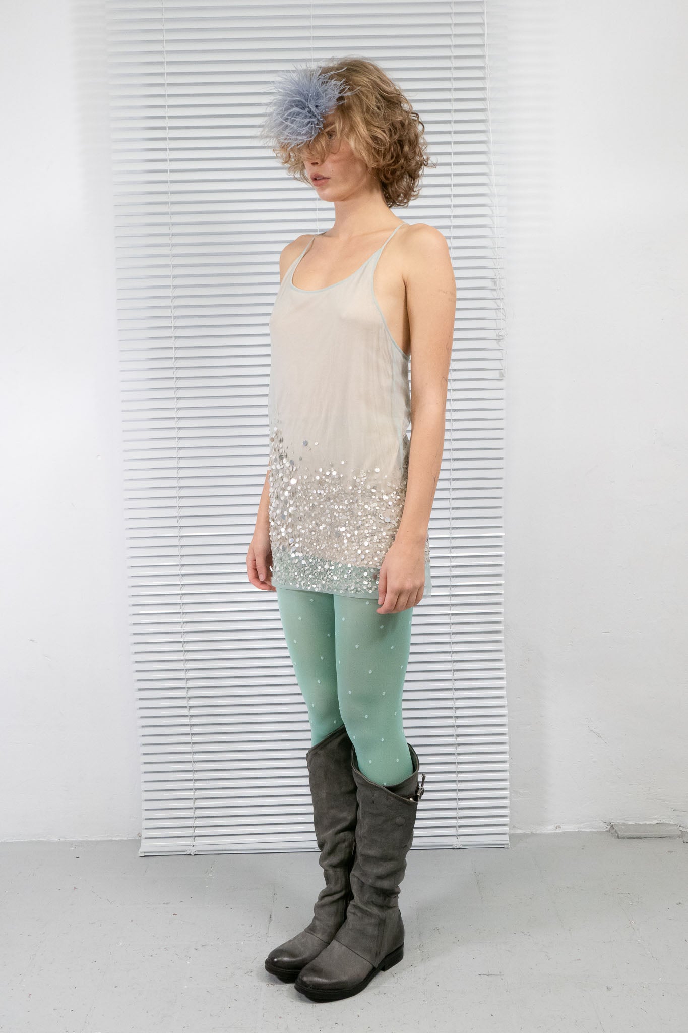 SEQUINED MESH LAYERED TOP