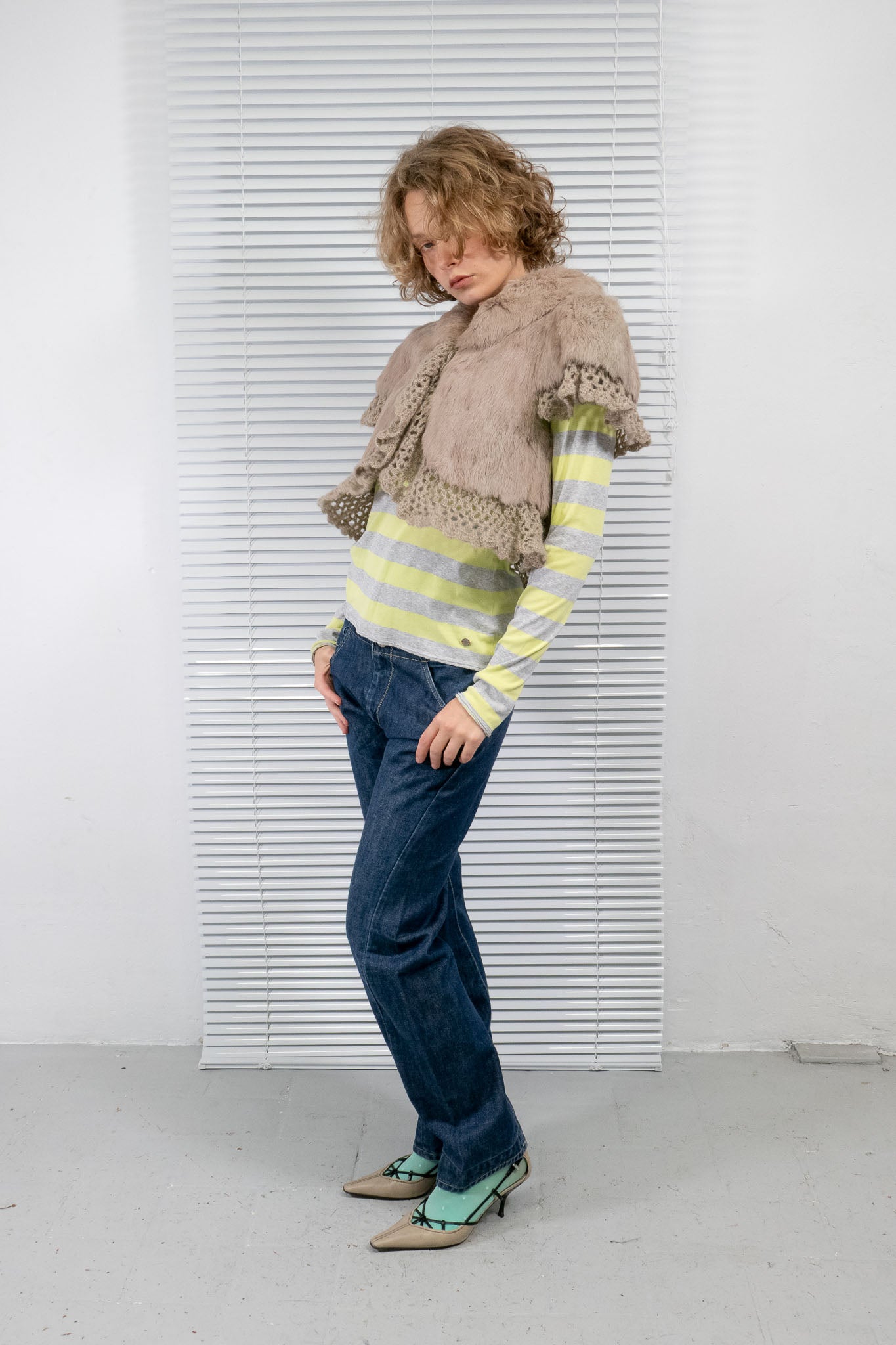 RABBIT FUR KNIT BOLERO