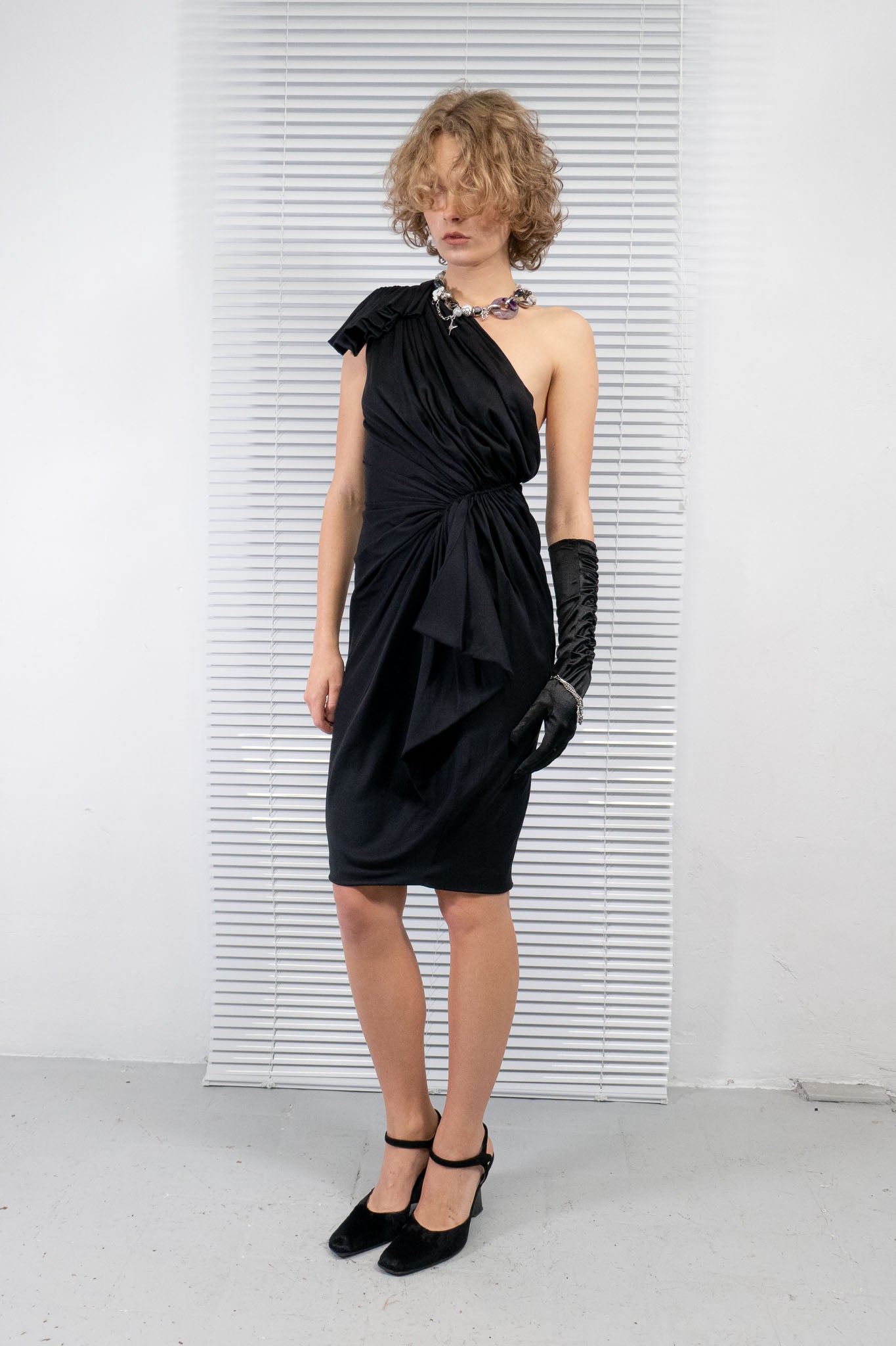 PLEIN SUD SILK DRAPE ASYMMETRIC DRESS