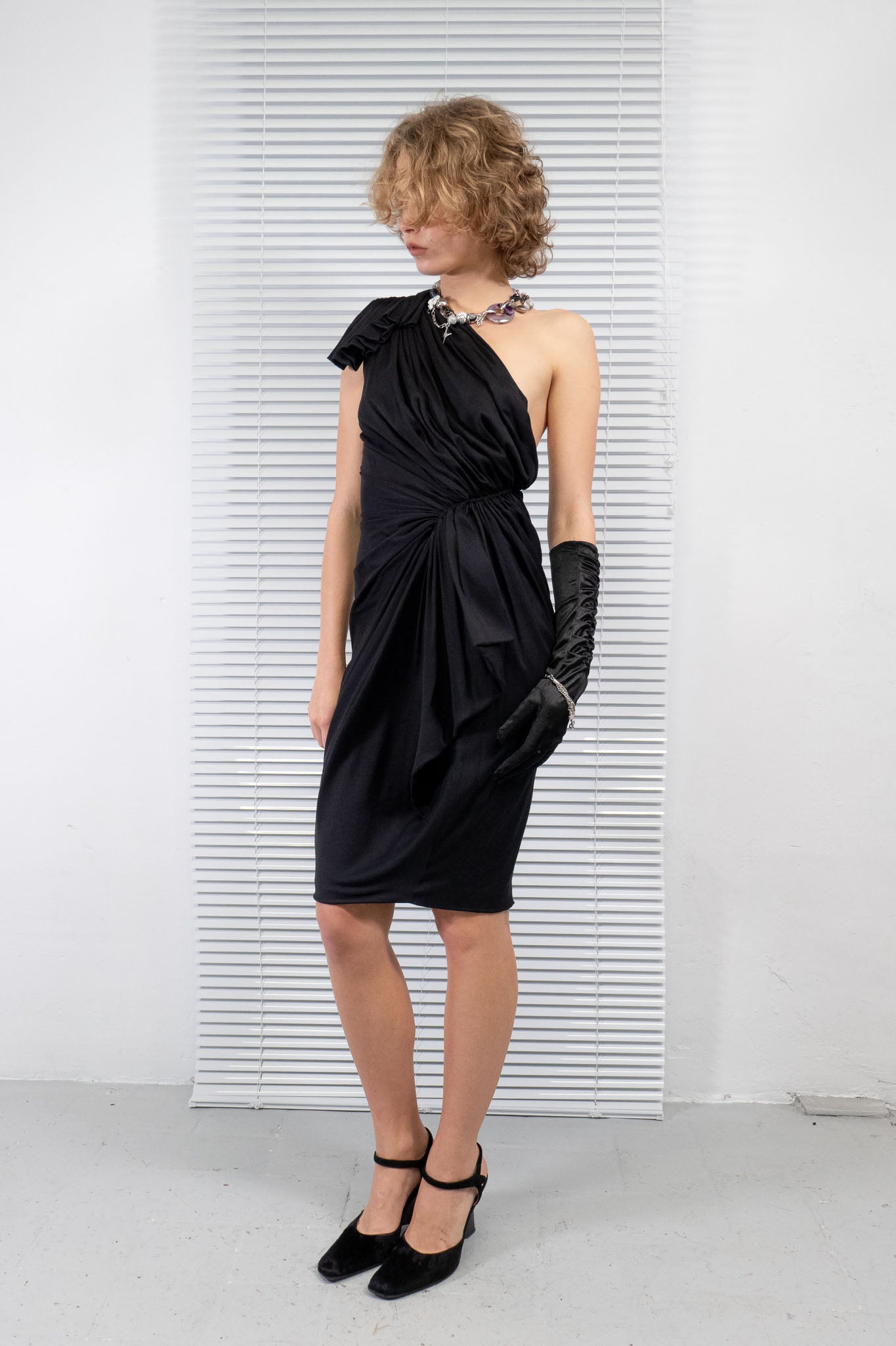 PLEIN SUD SILK DRAPE ASYMMETRIC DRESS