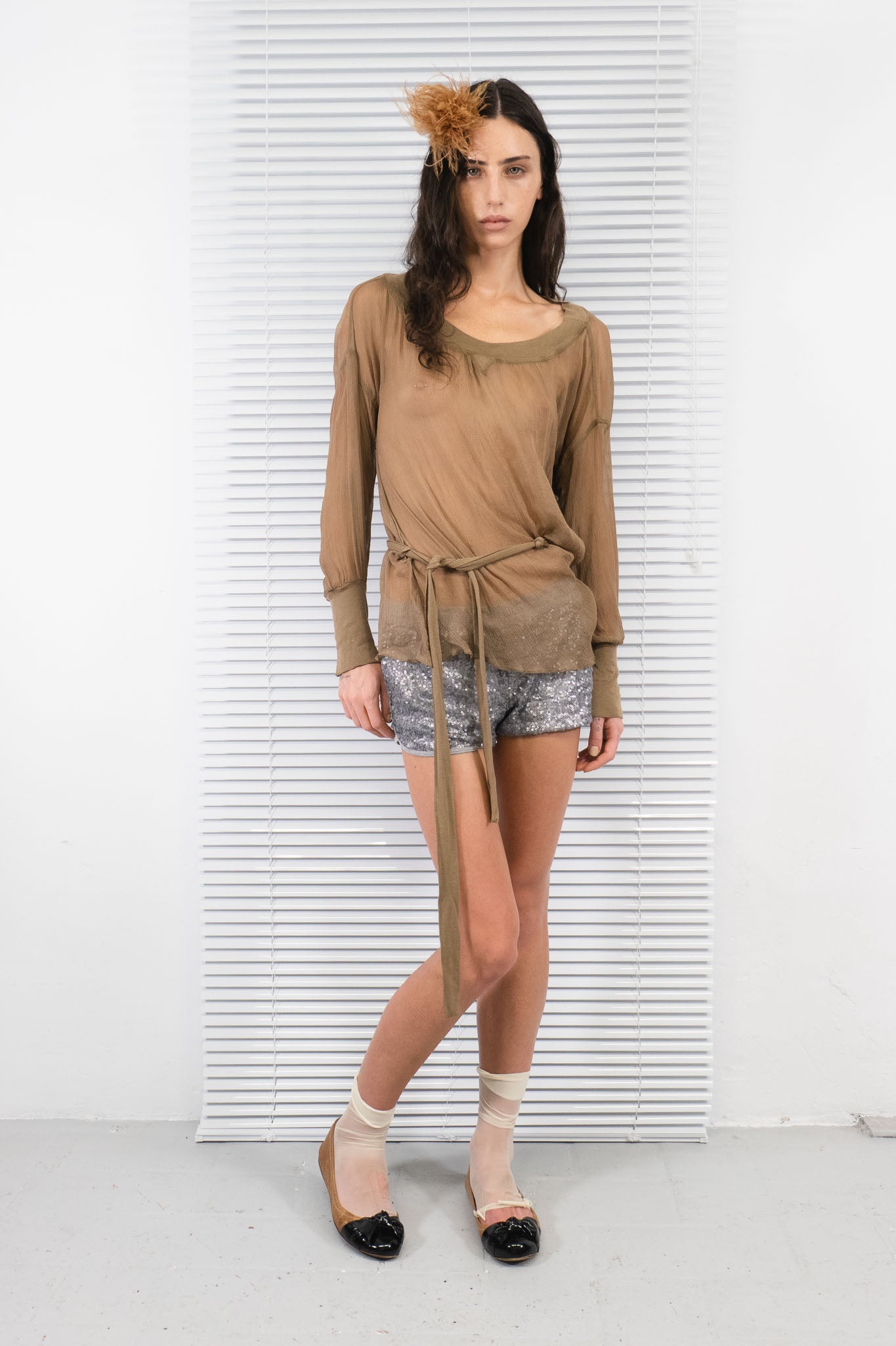 SEQUINED SILVER SHORTS
