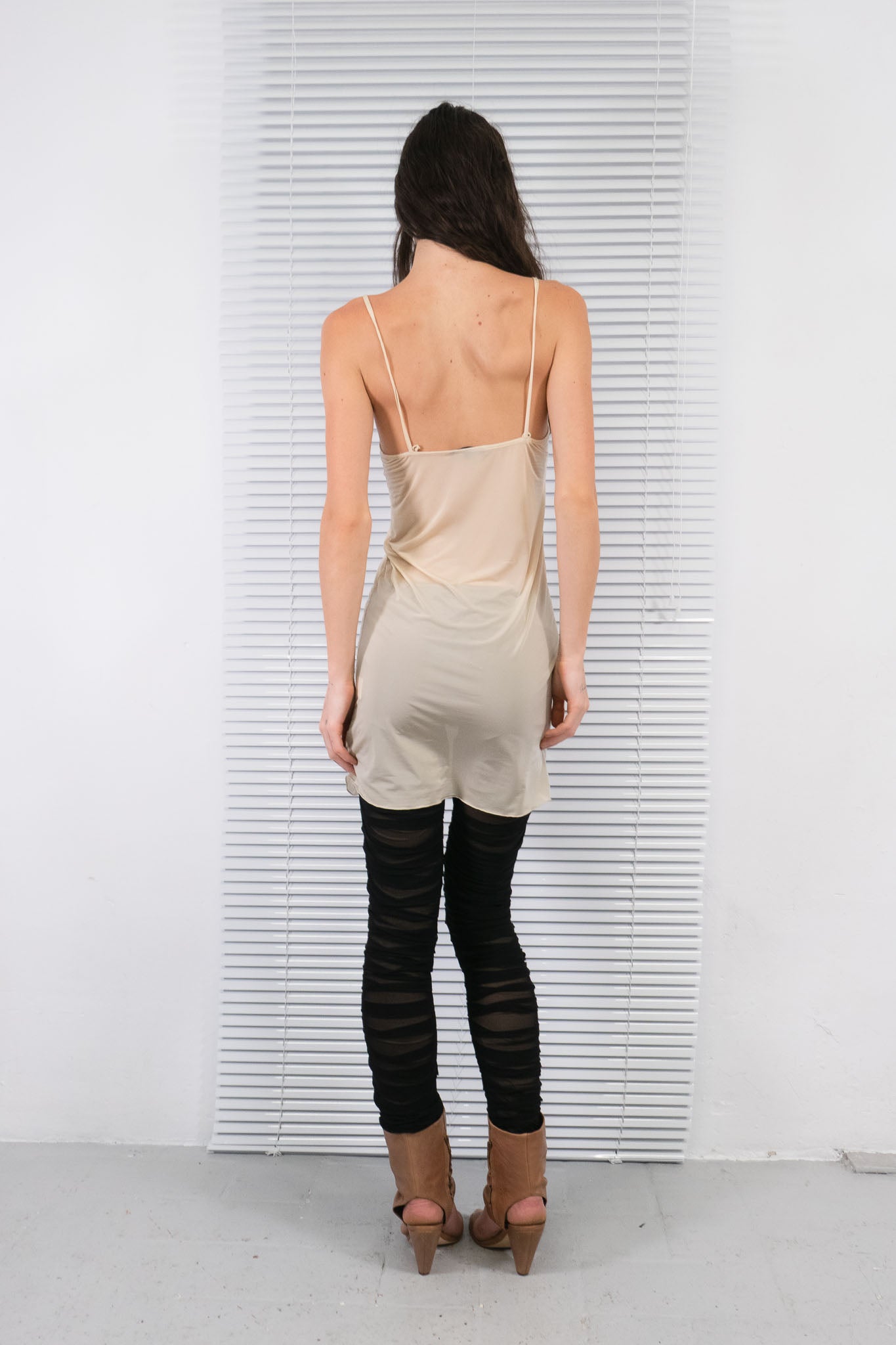 BUTTER CREAM SHEER SLIP MINI DRESS