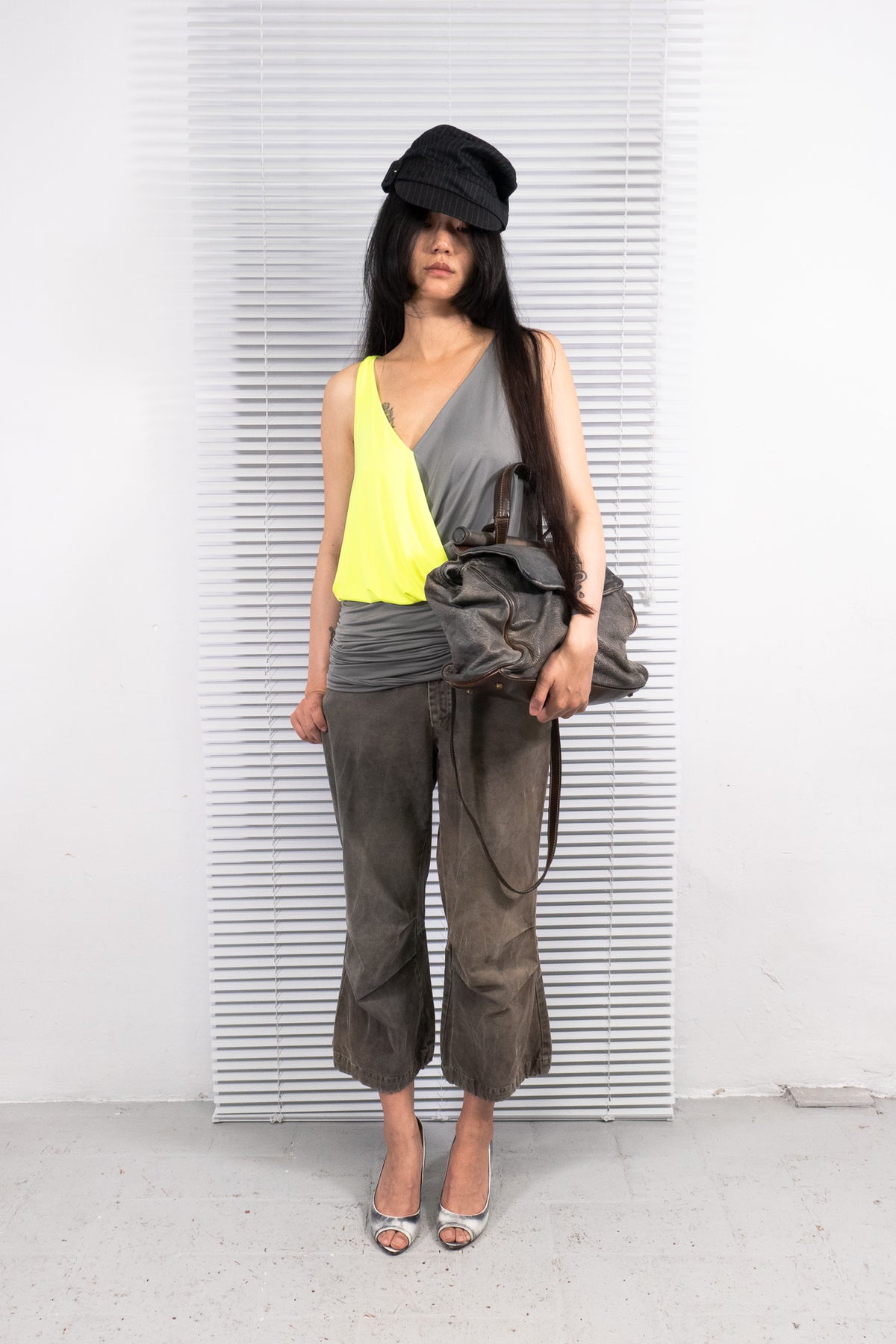 DIESEL DISTRESSED WIDE-LEG PANTS