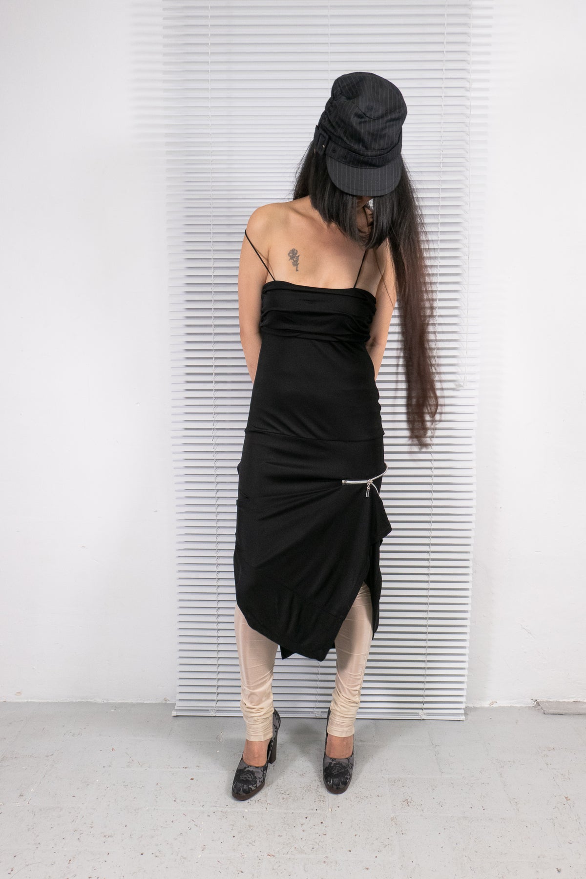 PINKO ASYMMETRIC ZIPPED DRAPED DRESS